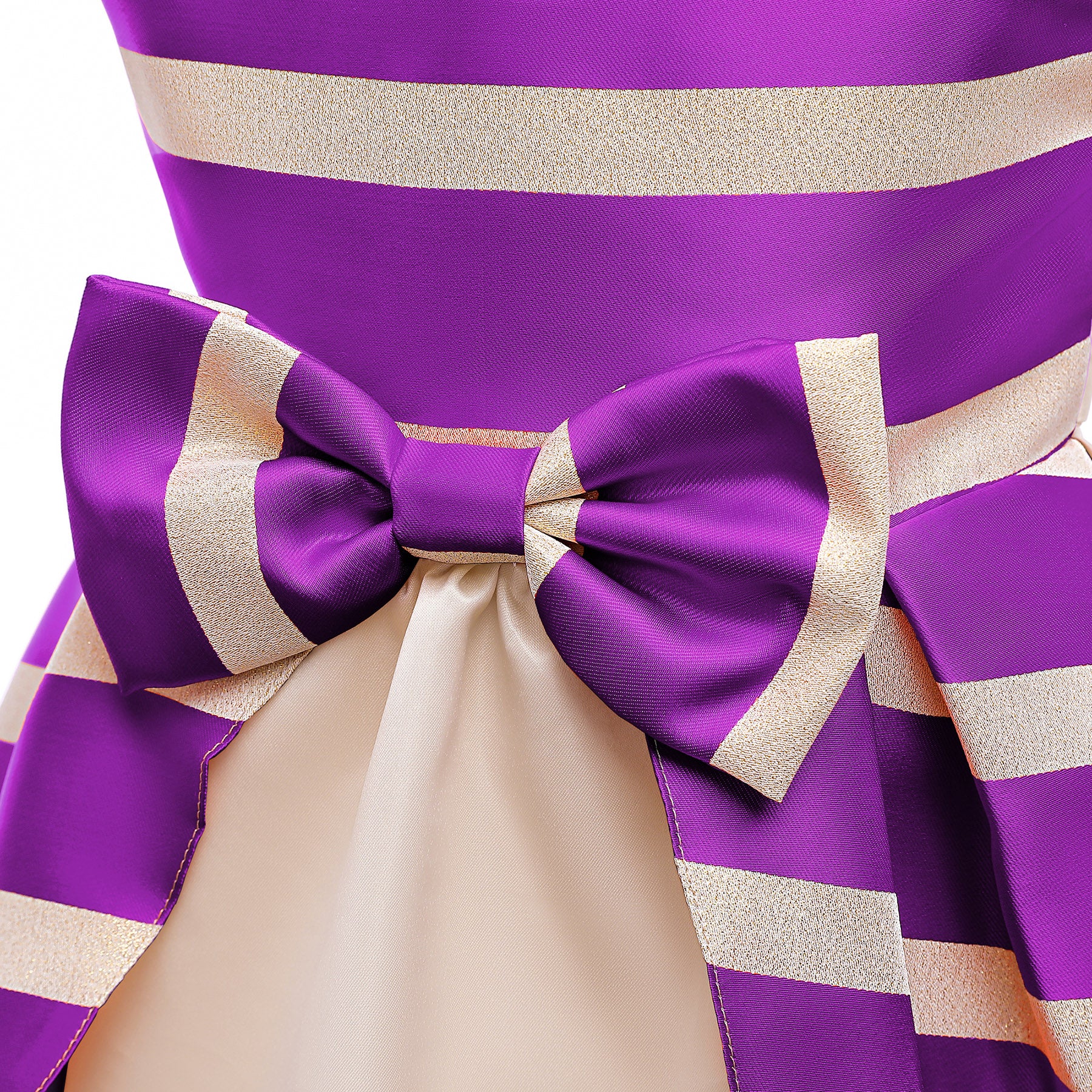 Girls Purple Striped Layered Fit & Flare Maxi Dress