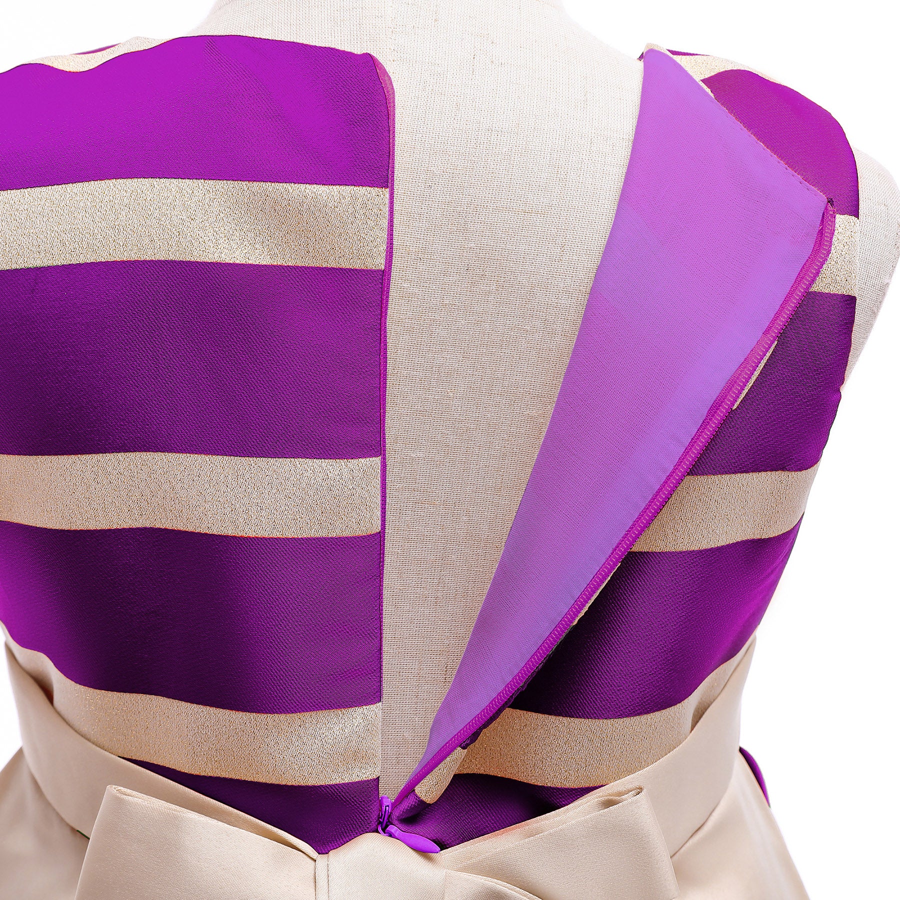 Girls Purple Striped Layered Fit & Flare Maxi Dress