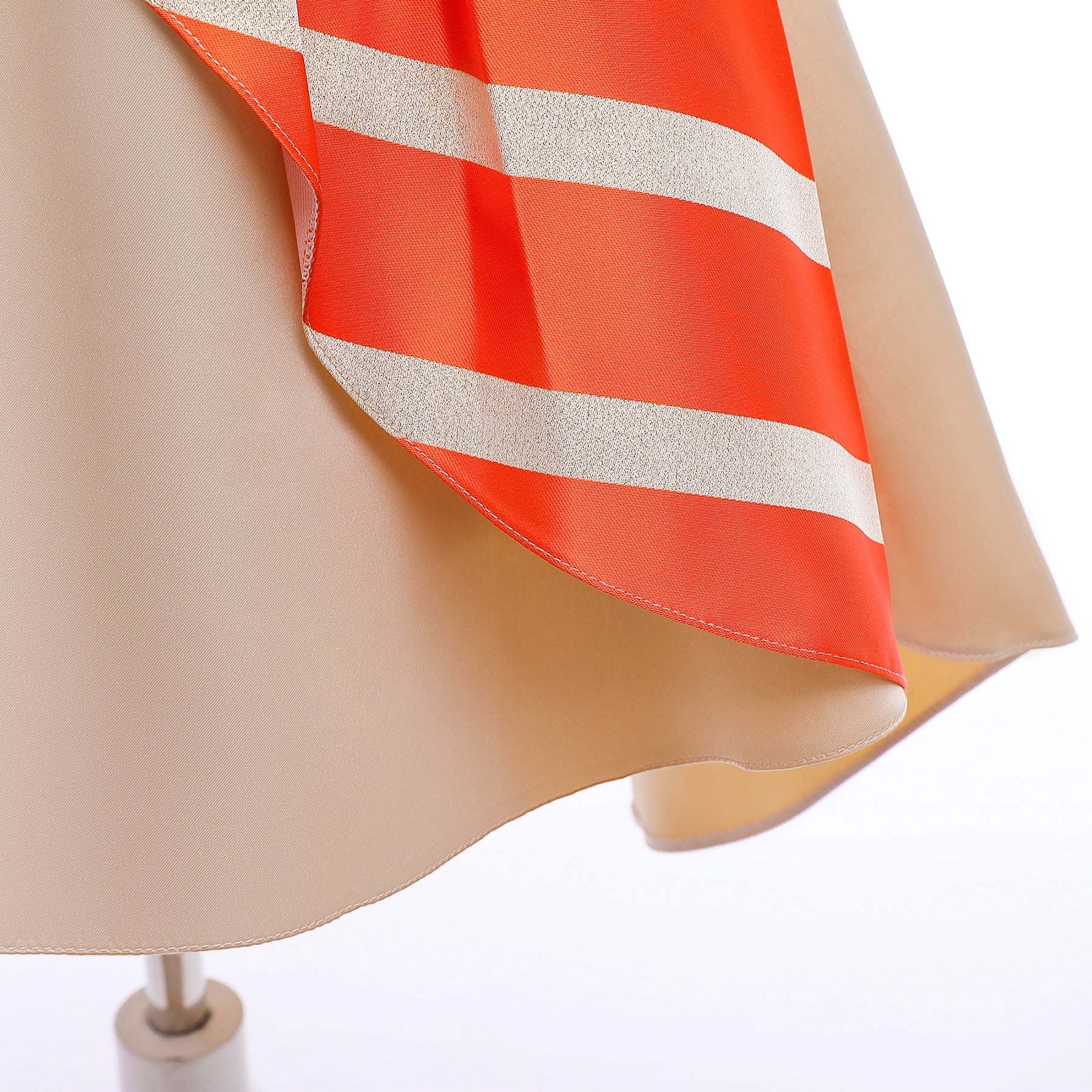 Girls Orange-Coloured & Beige Striped Bow Fit & Flare Dress