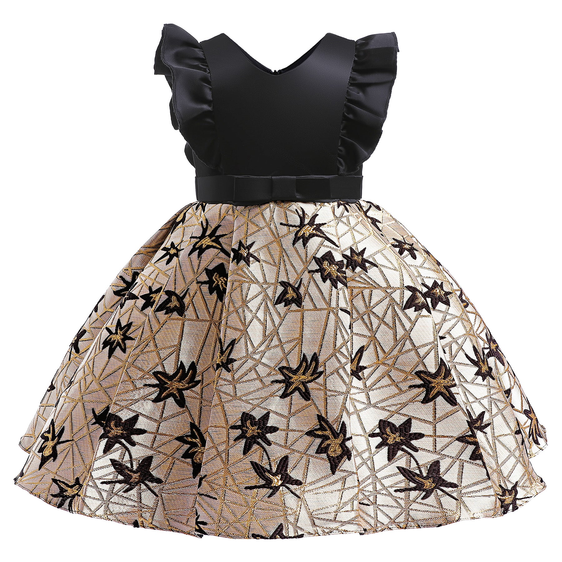 Black Floral Printed Flared Fit & Flare Dress