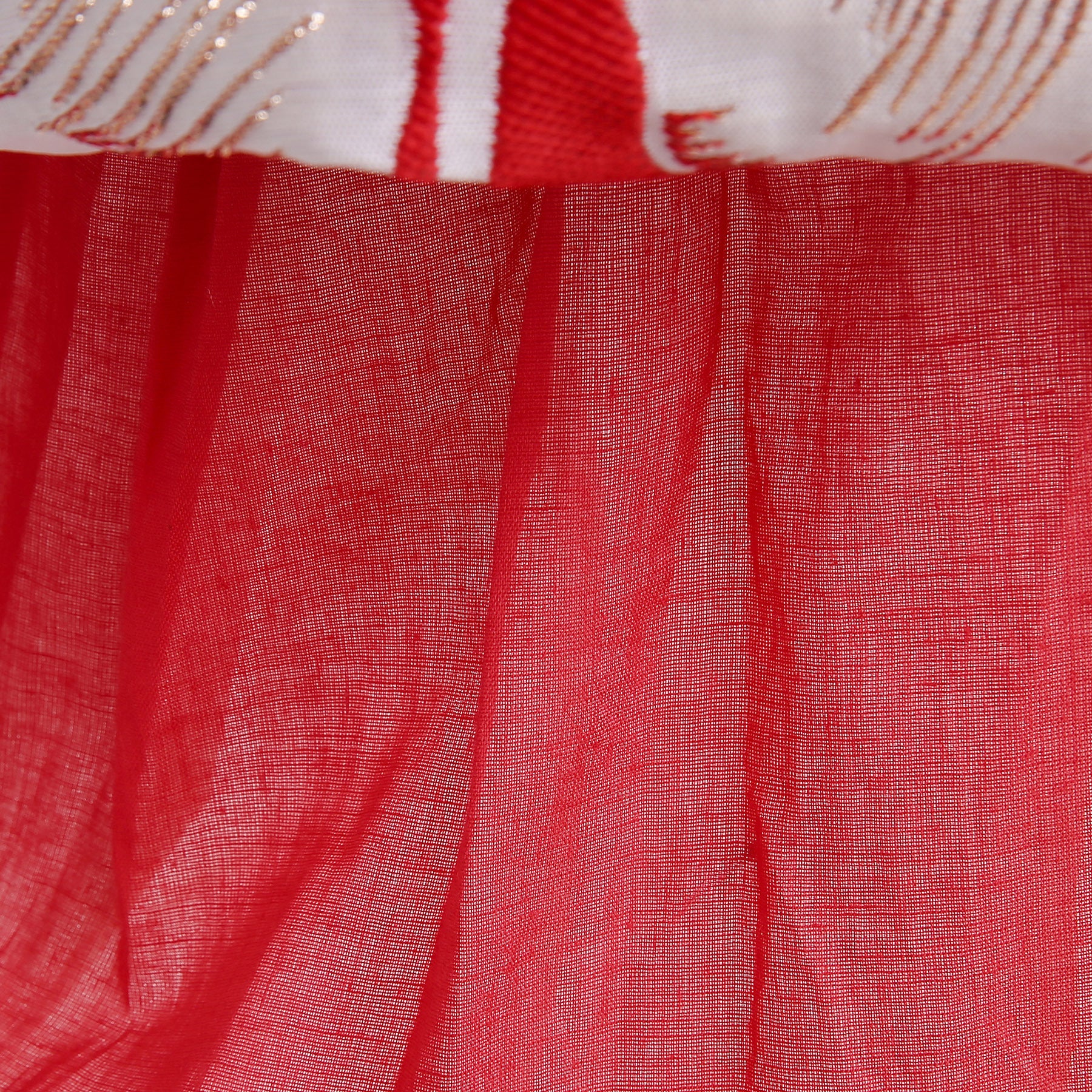 Girls Red Floral Embellished Gathered Detailed Fit & Flare Dress