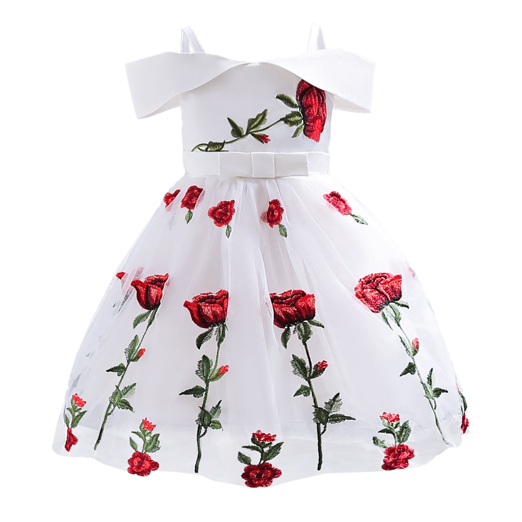 White Floral Printed Fit & Flare Cotton Maxi Dress