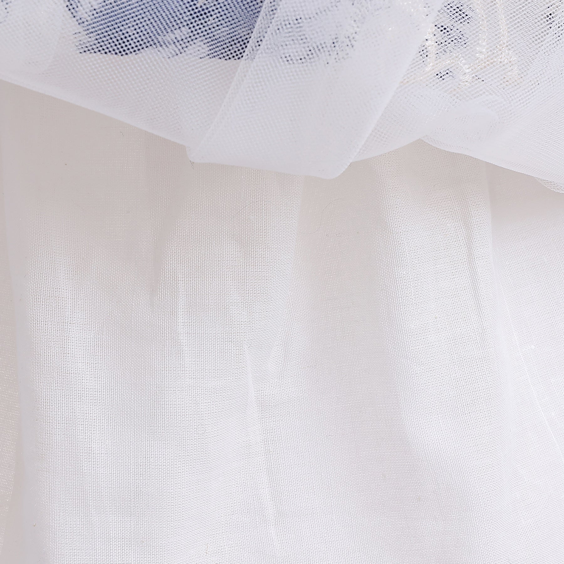 Blue & White Floral Embroidered Puff Sleeve Fit & Flare Dress