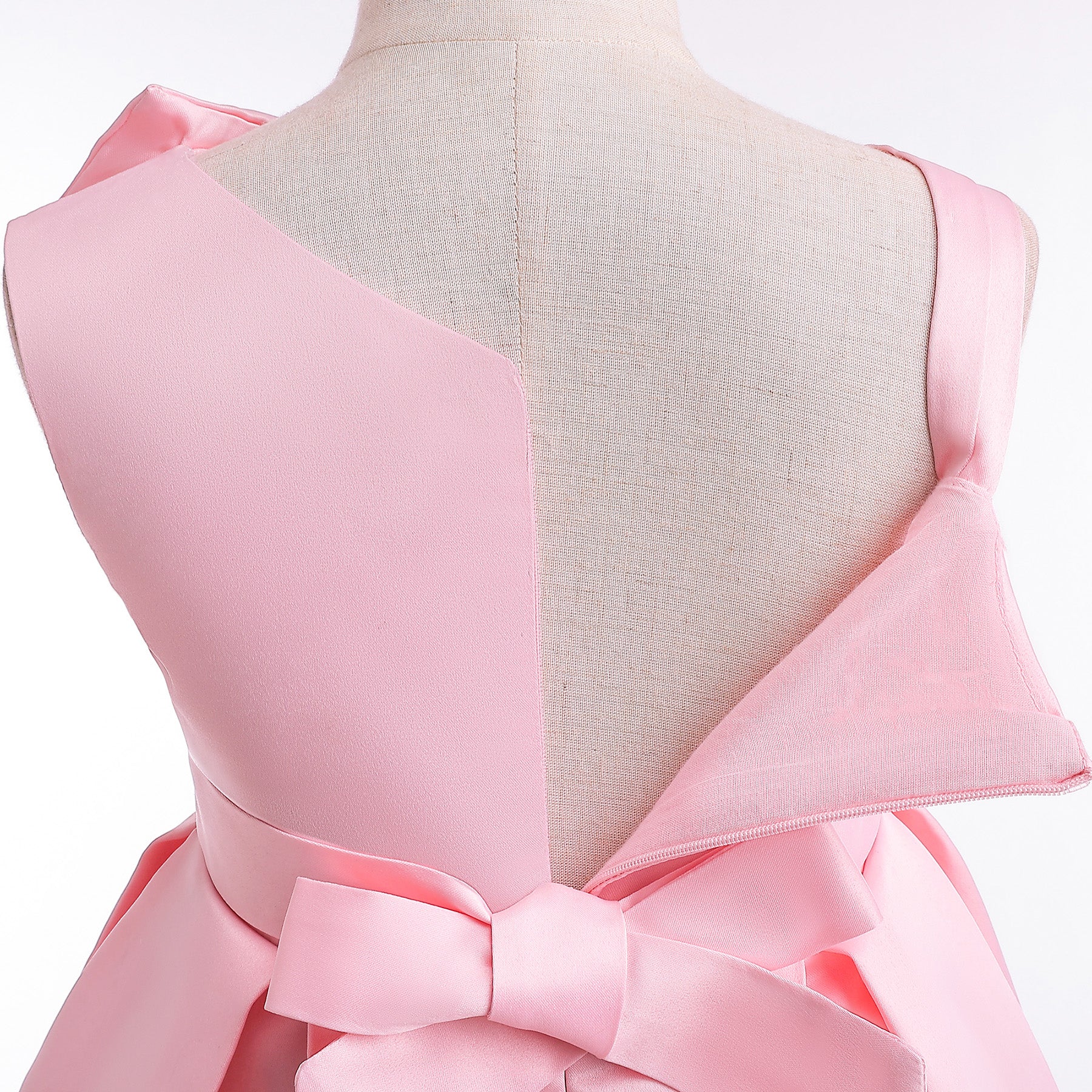 Girls Pink Asymmetric Neck Pleated Detailed Fit & Flare Dress