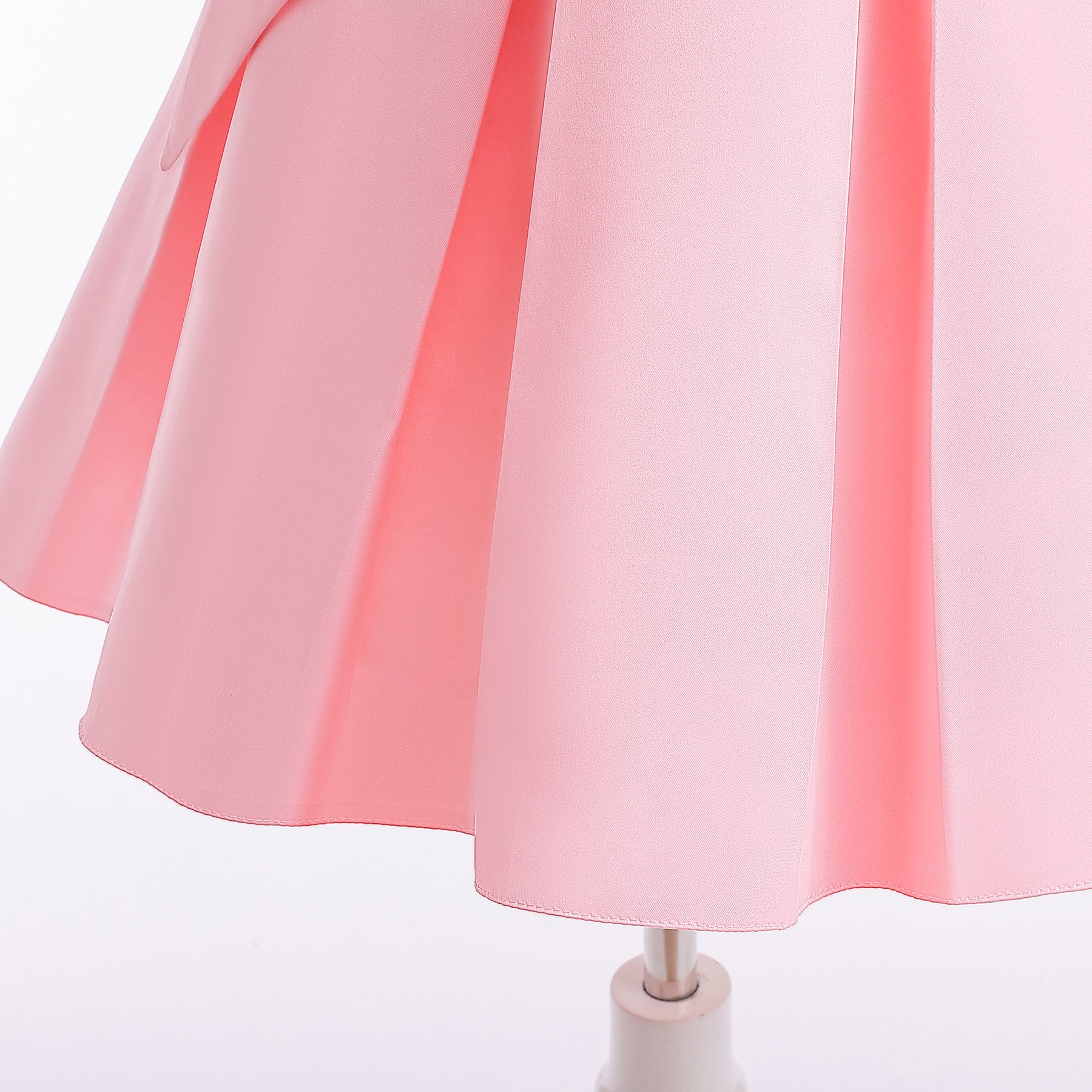 Girls Pink Asymmetric Neck Pleated Detailed Fit & Flare Dress