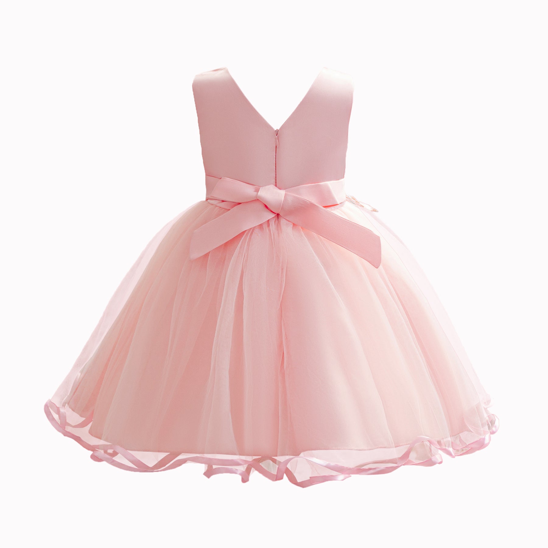 Pink V Neck Embellished Applique Maxi Dress