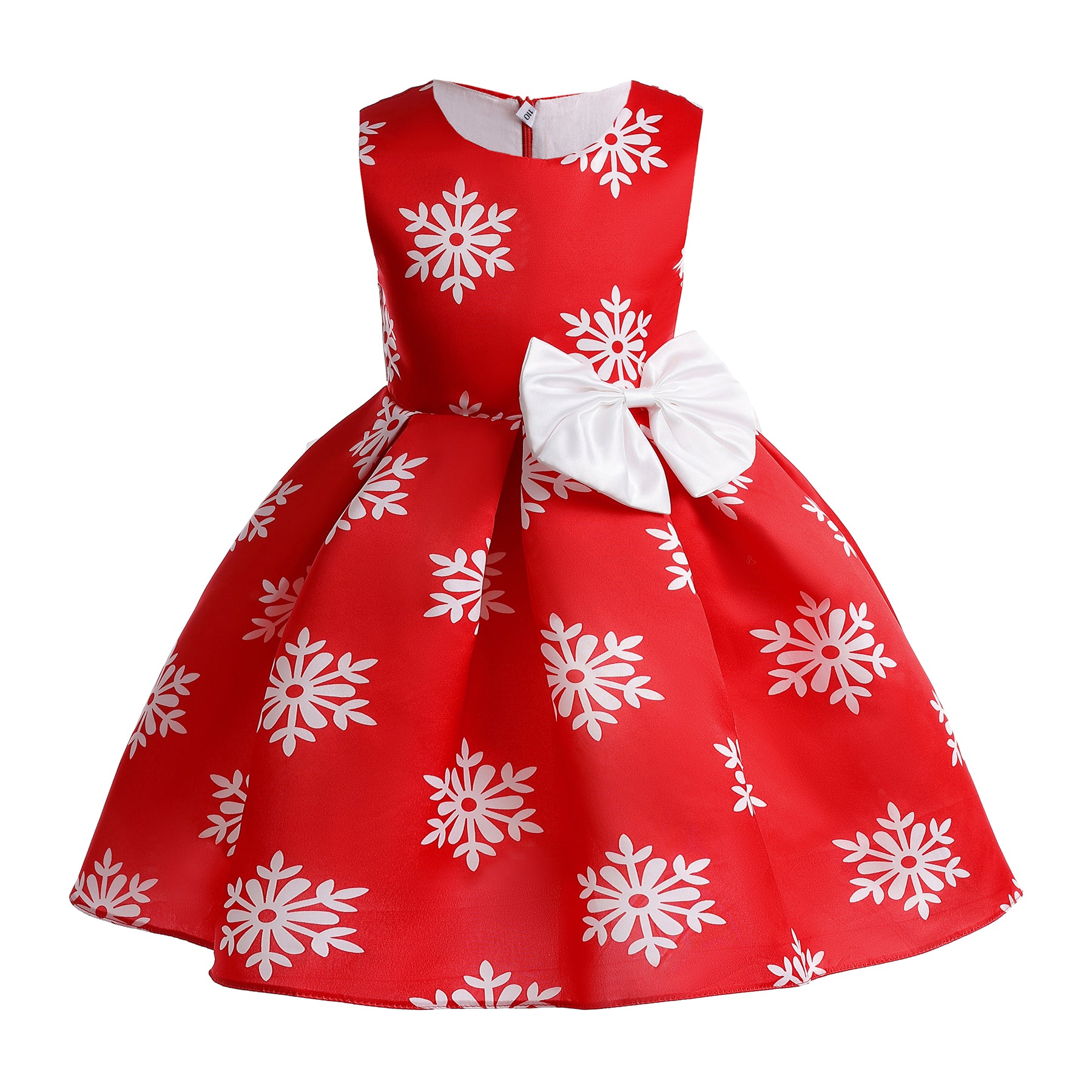 Red Floral Printed Sleeveless Bow detailed Fit & Flare Midi Dress