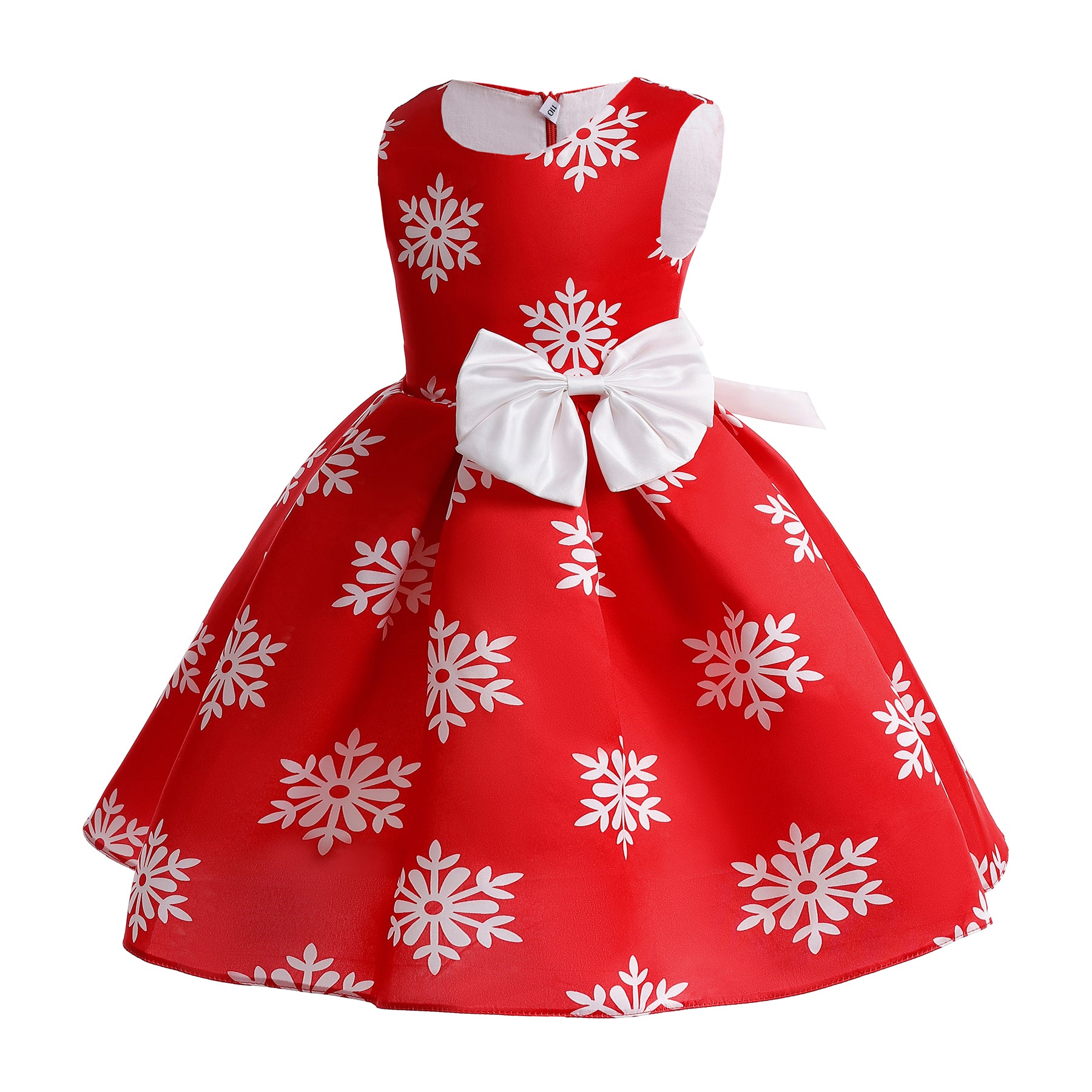 Red Floral Printed Sleeveless Bow detailed Fit & Flare Midi Dress