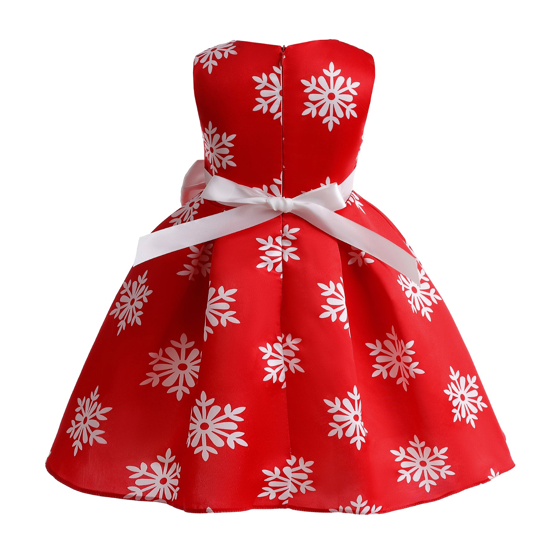 Red Floral Printed Sleeveless Bow detailed Fit & Flare Midi Dress