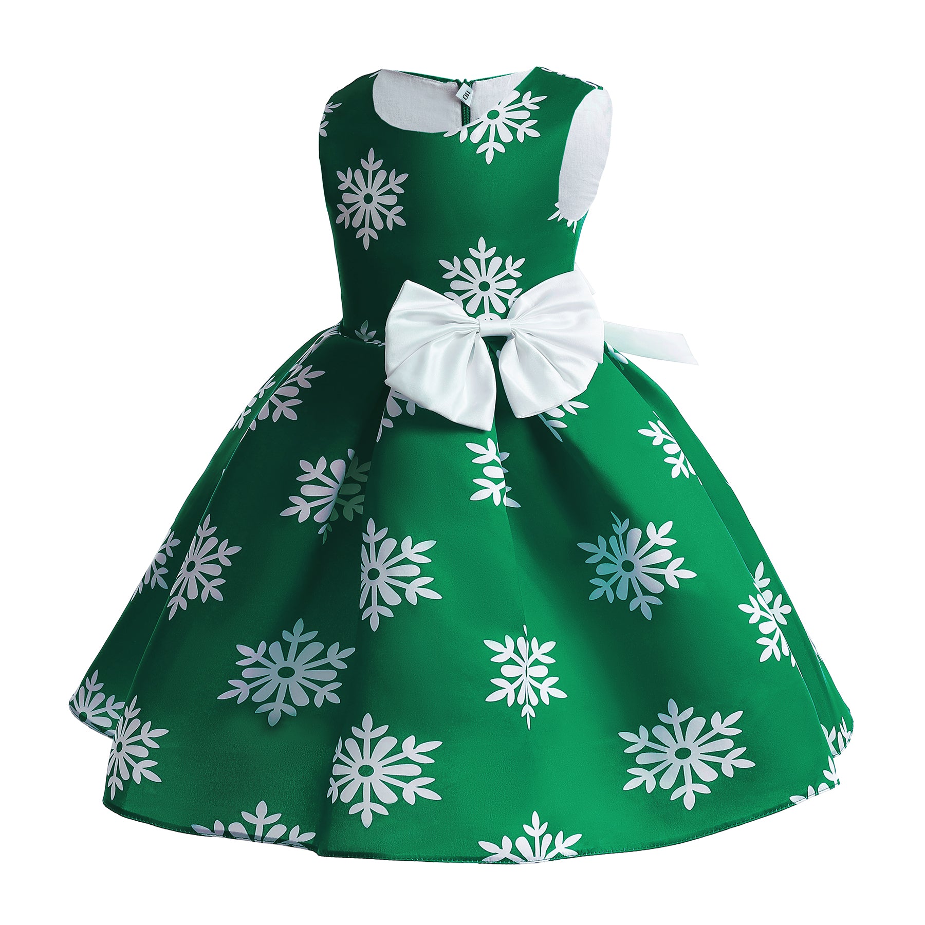 Green Floral Printed Balloon Midi Dress