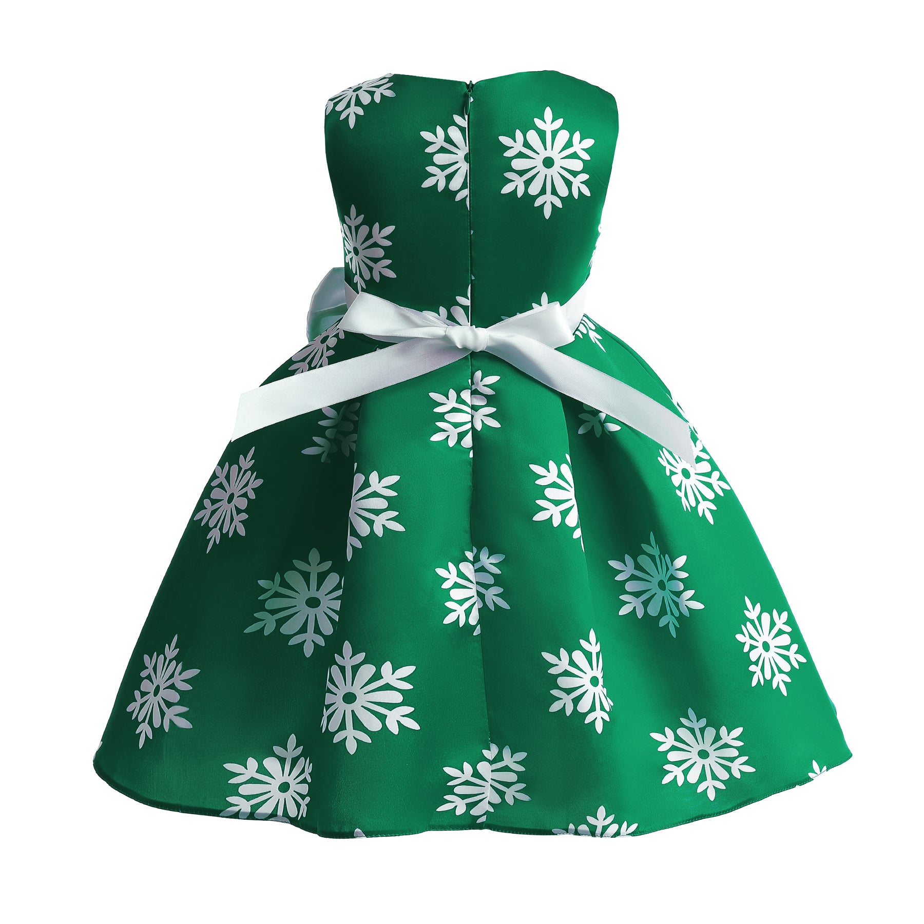 Green Floral Printed Balloon Midi Dress