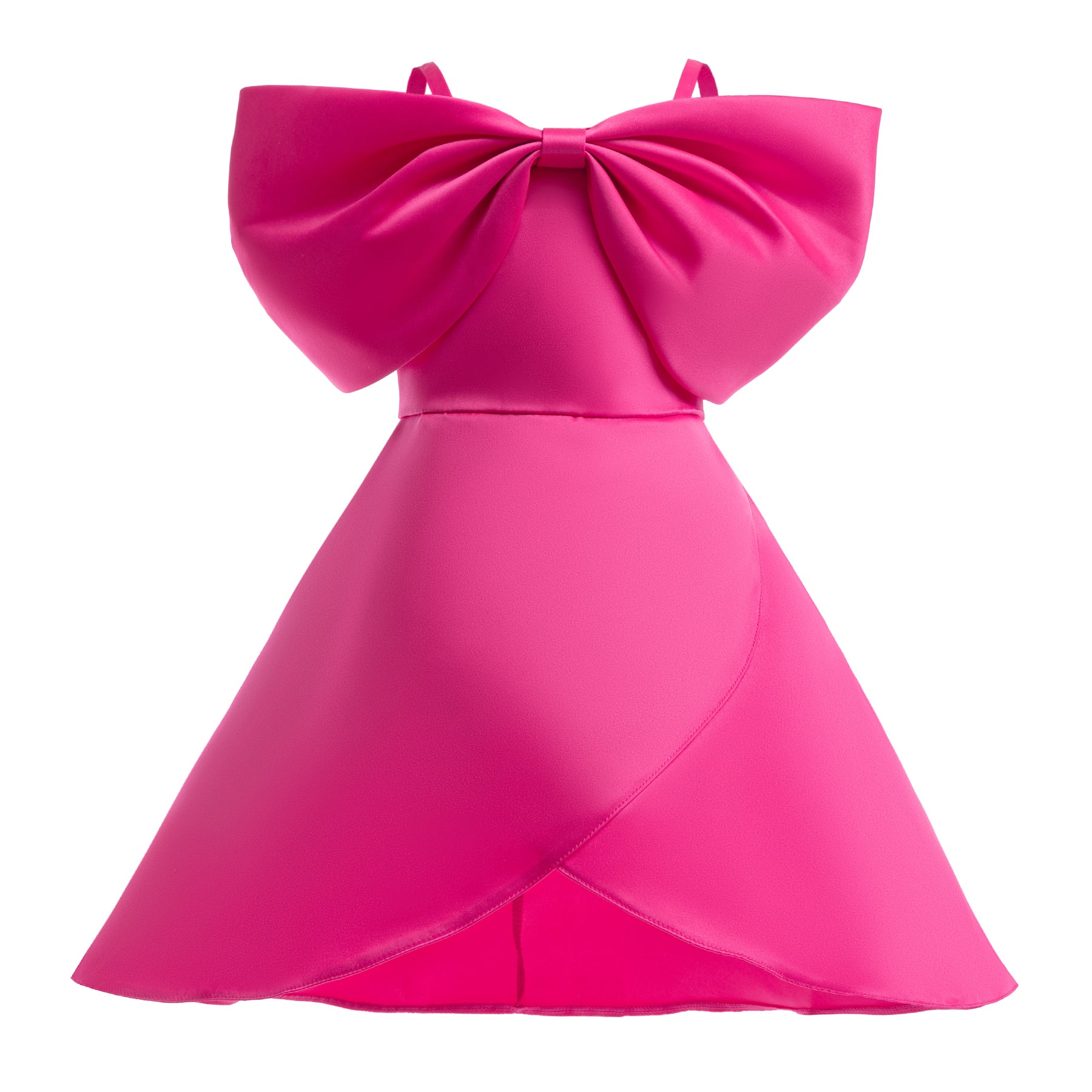 Fuchsia Pink Flared Sleeve A-Line Dress