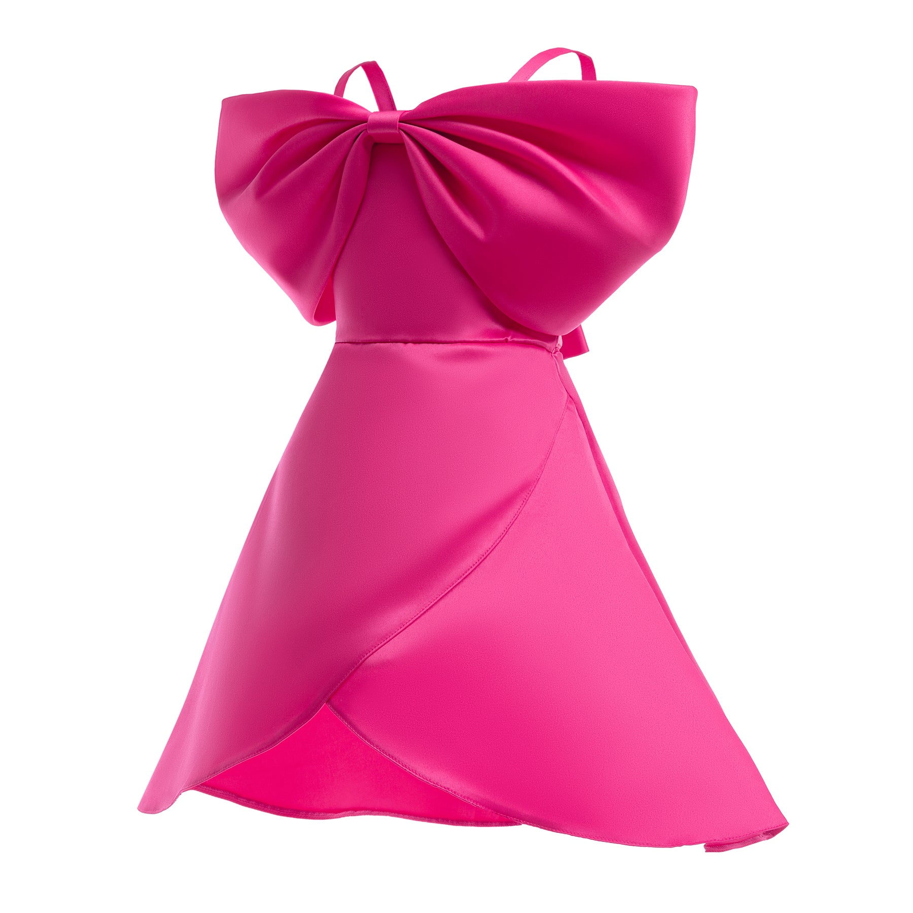 Fuchsia Pink Flared Sleeve A-Line Dress