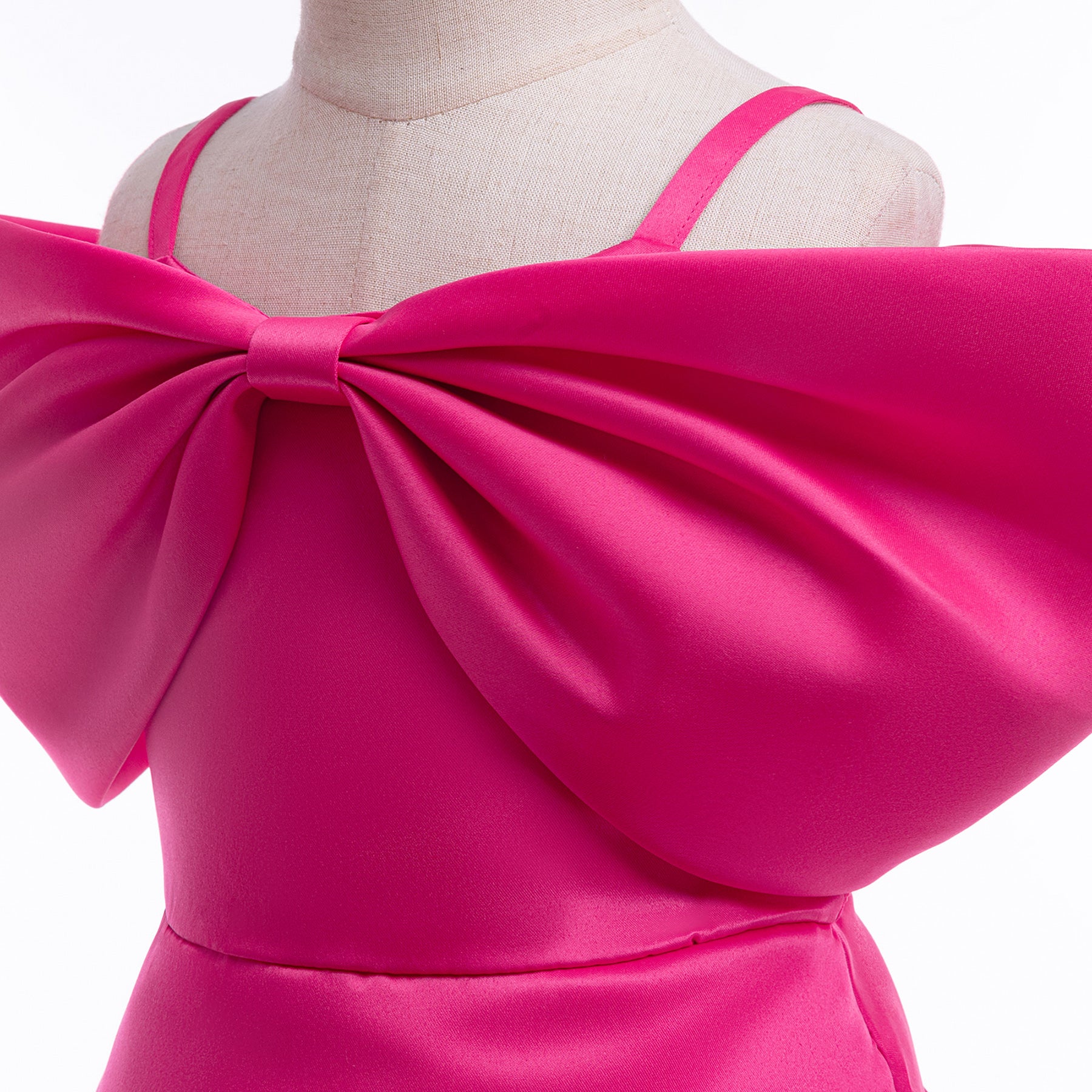 Fuchsia Pink Flared Sleeve A-Line Dress