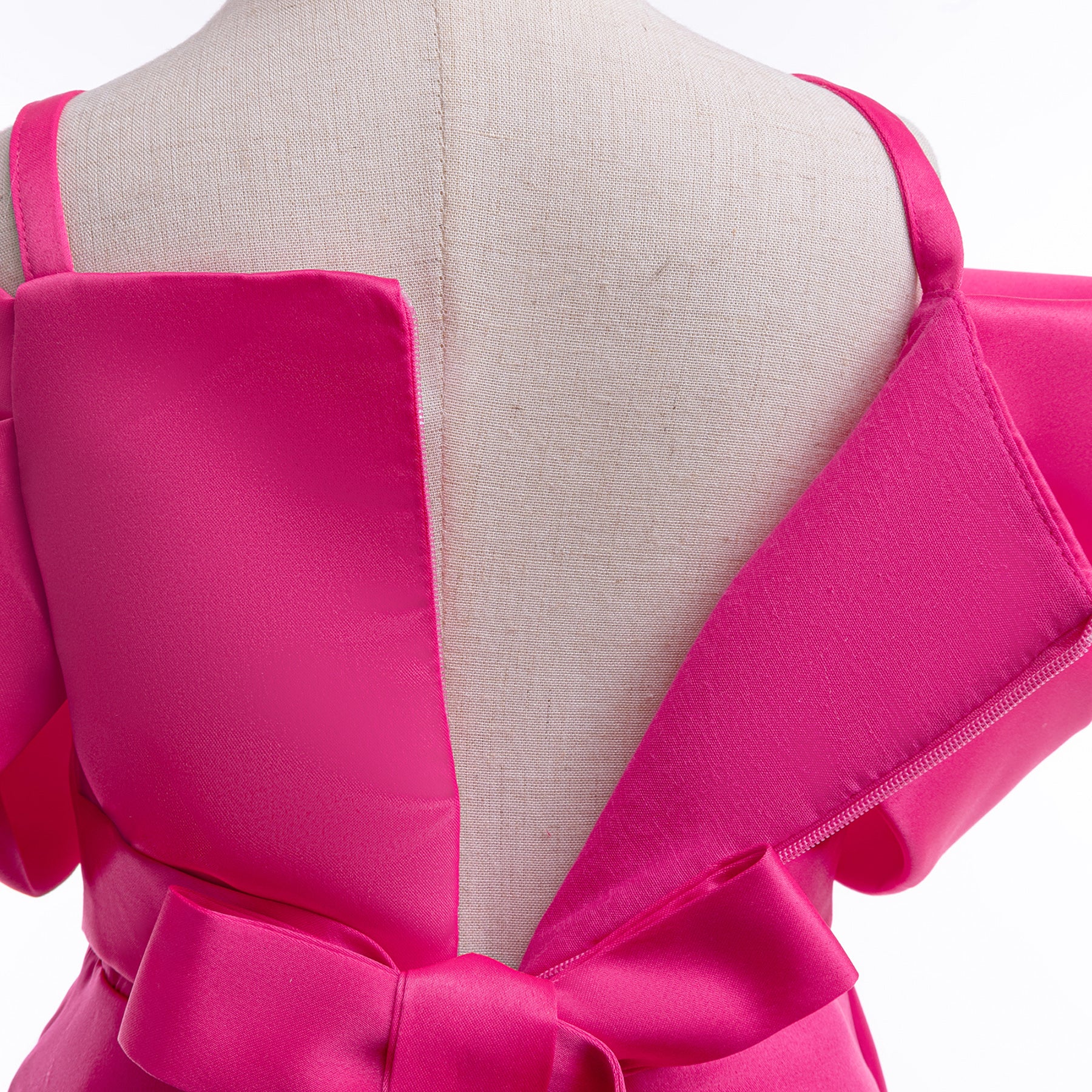 Fuchsia Pink Flared Sleeve A-Line Dress