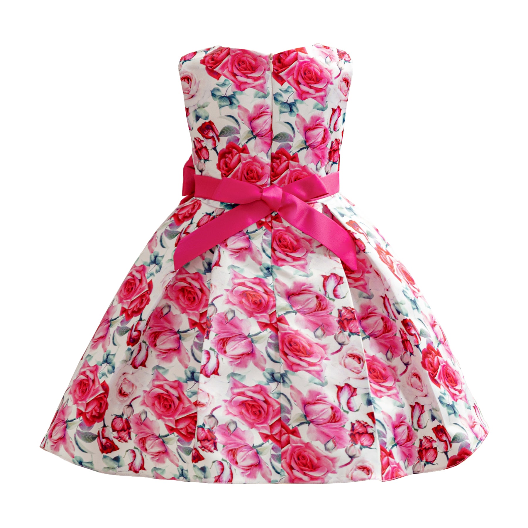 Floral Printed Round Neck Sleeveless Bow Fit & Flare Dress