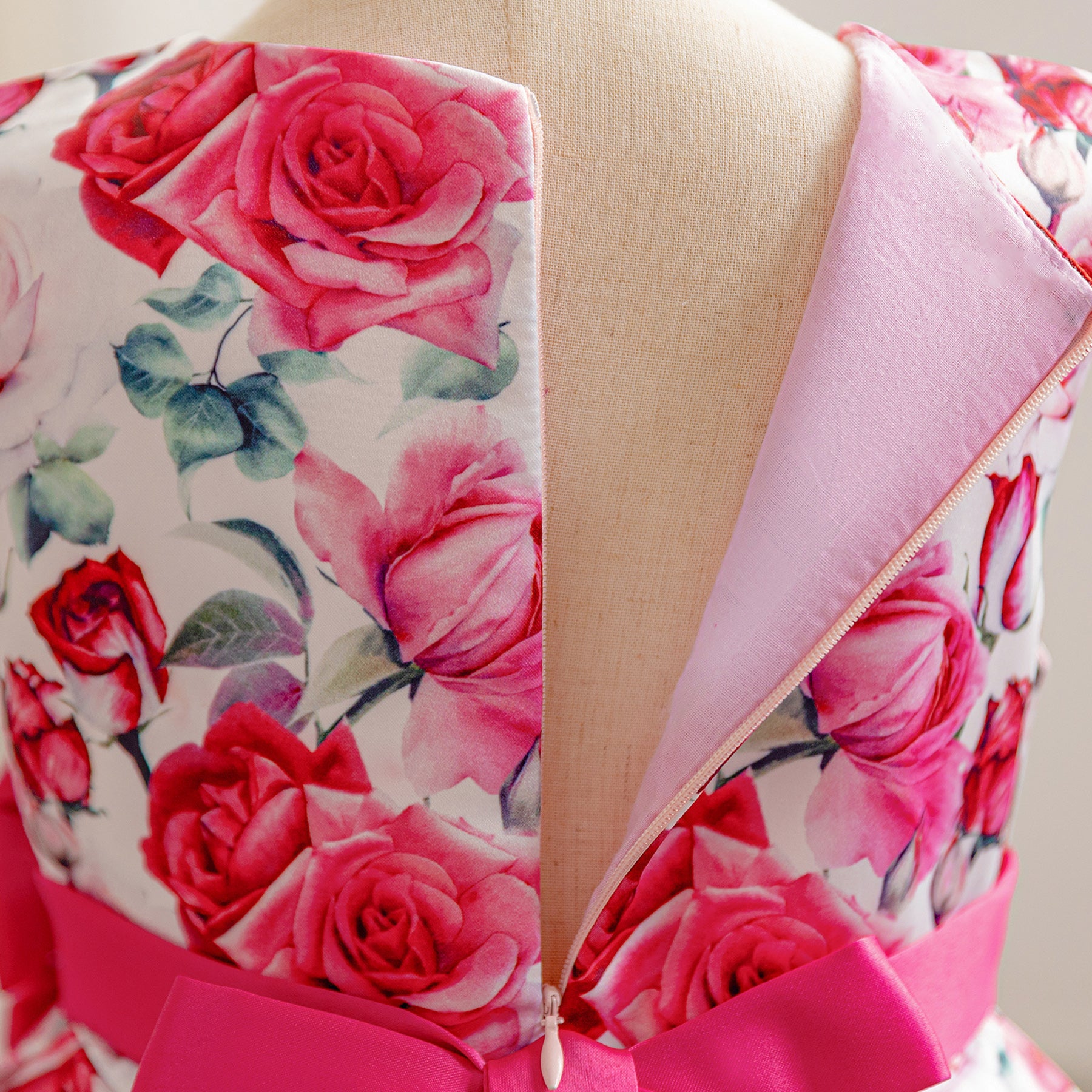 Floral Printed Round Neck Sleeveless Bow Fit & Flare Dress