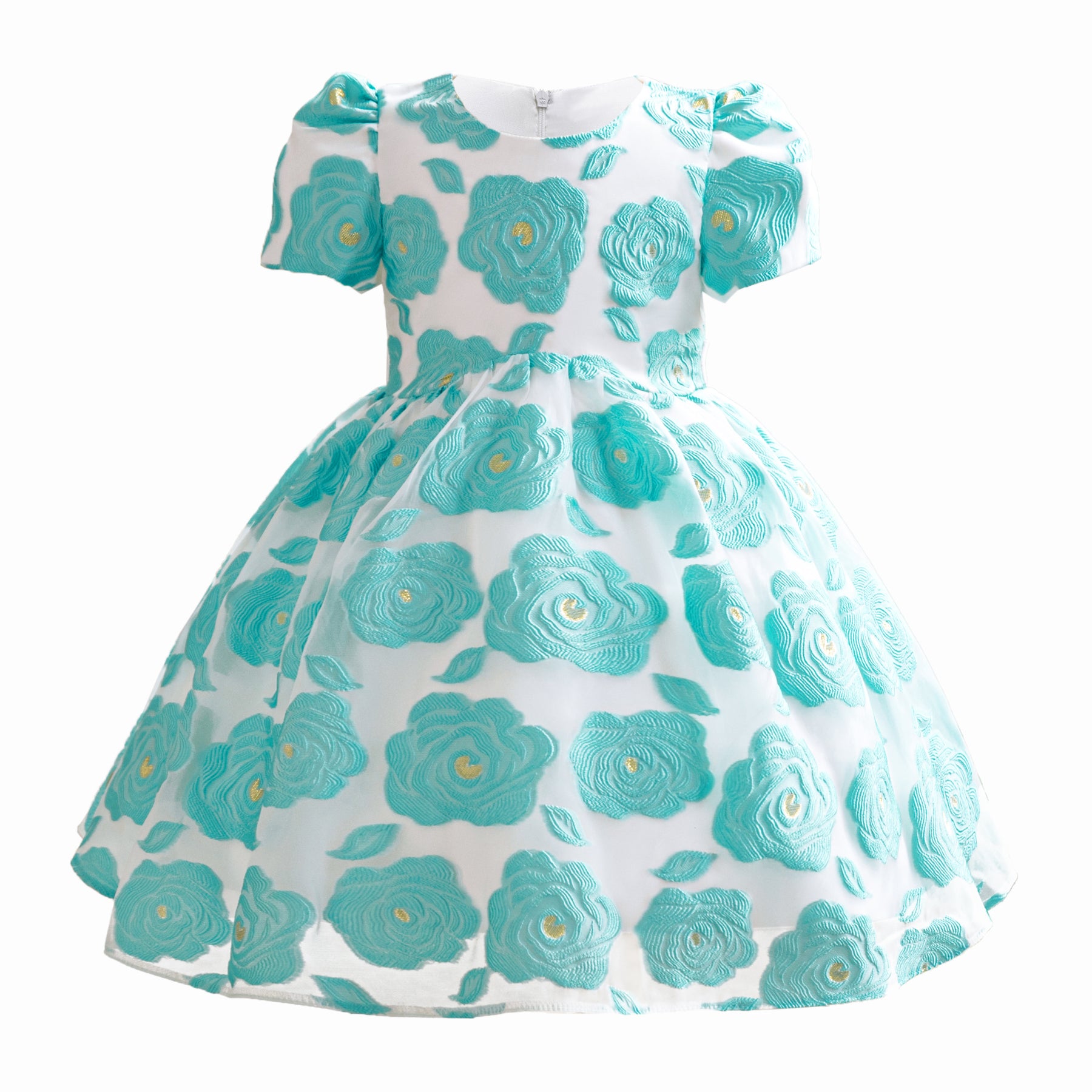 White & Blue Floral Print Fit & Flare Dress