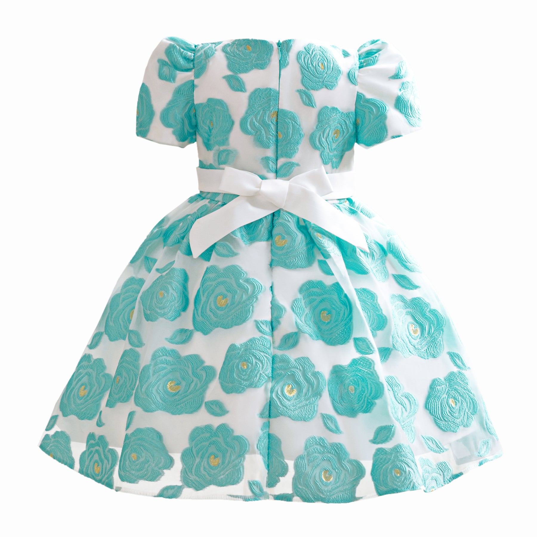 White & Blue Floral Print Fit & Flare Dress