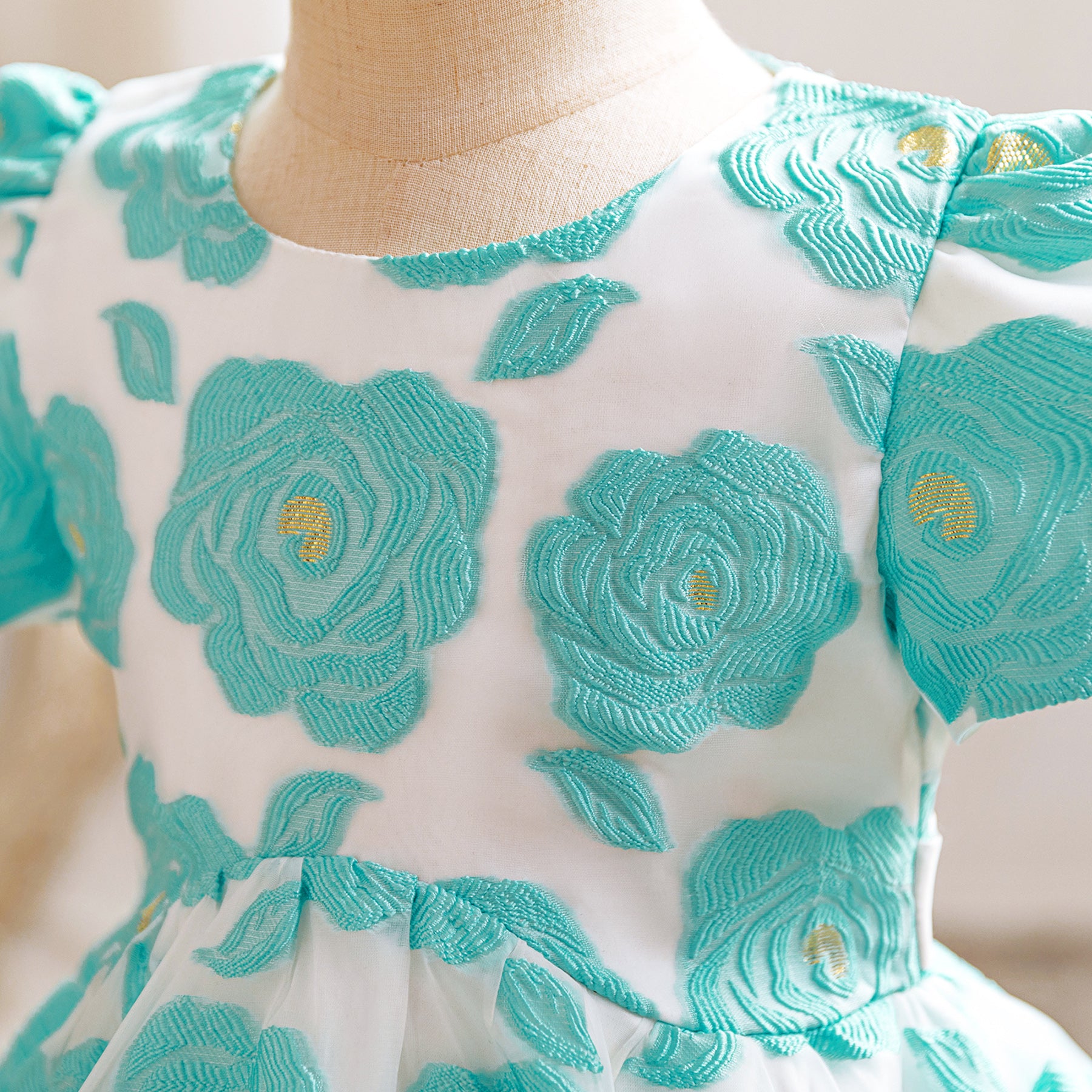 White & Blue Floral Print Fit & Flare Dress