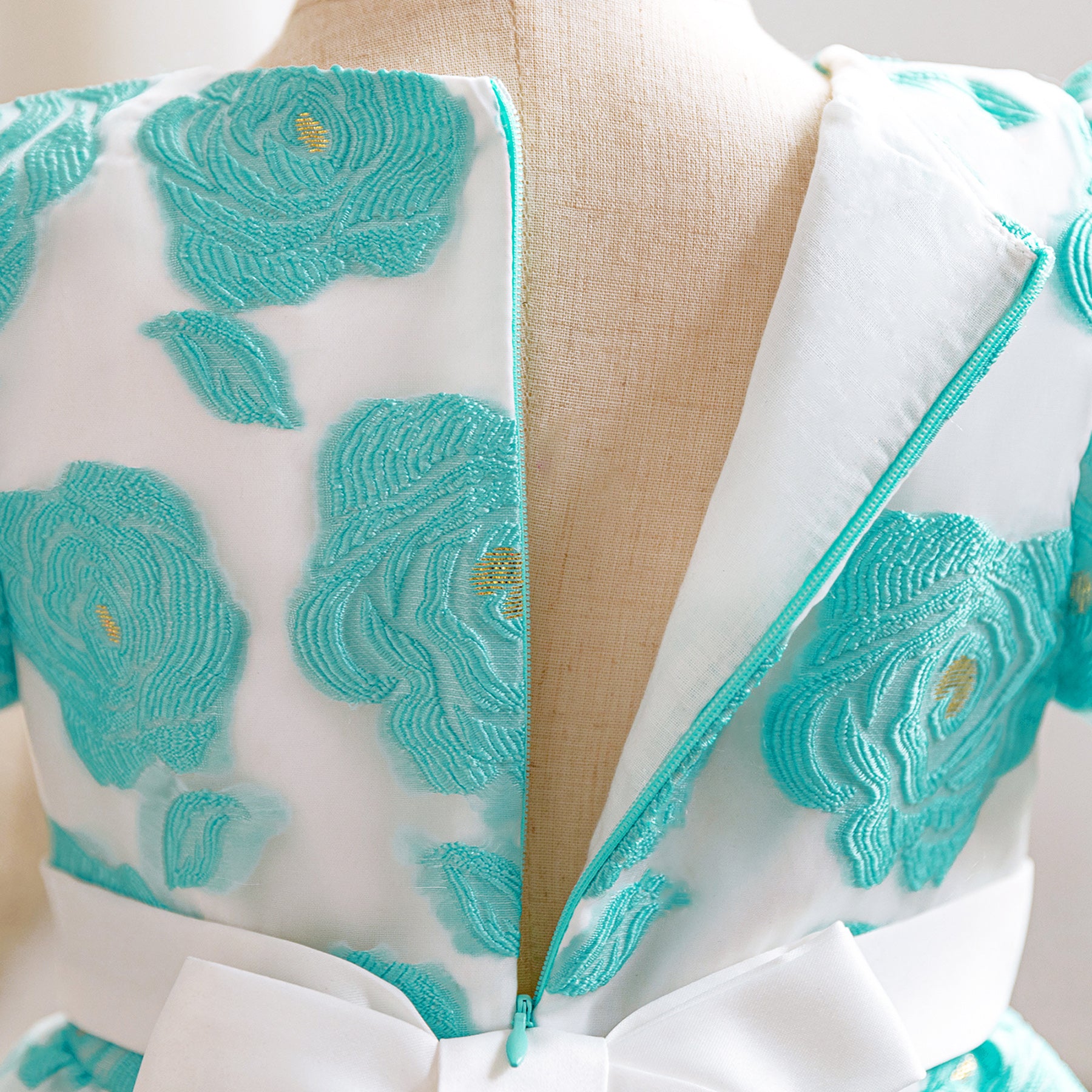 White & Blue Floral Print Fit & Flare Dress