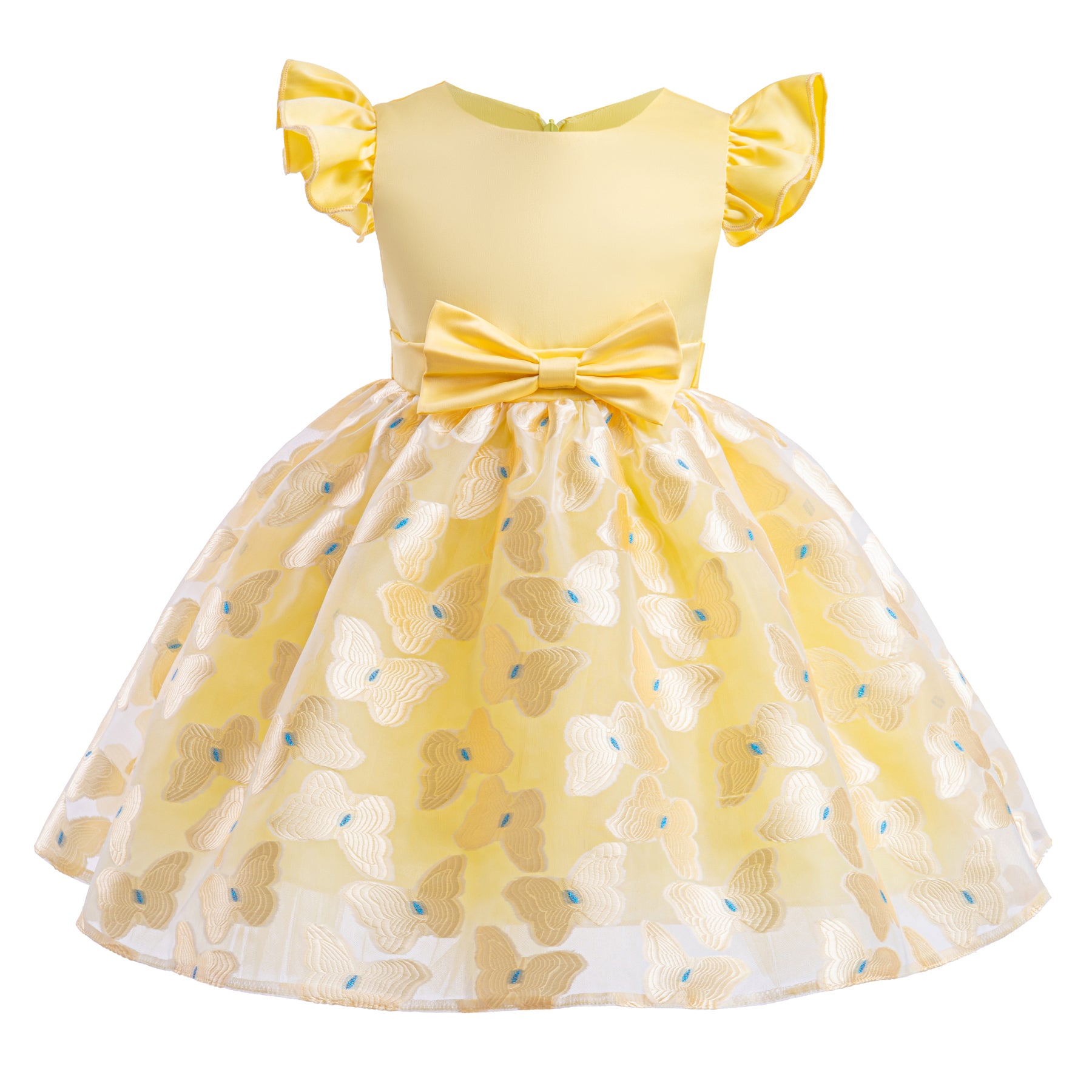 Floral Print Flutter Sleeve Fit & Flare Dress
