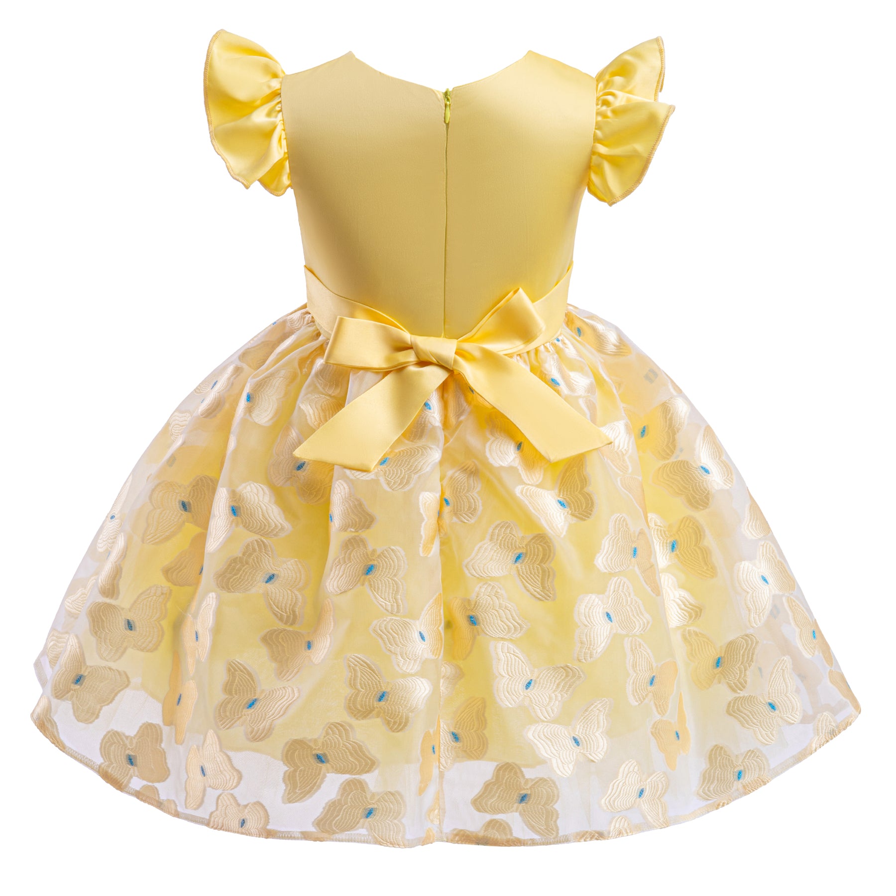 Floral Print Flutter Sleeve Fit & Flare Dress