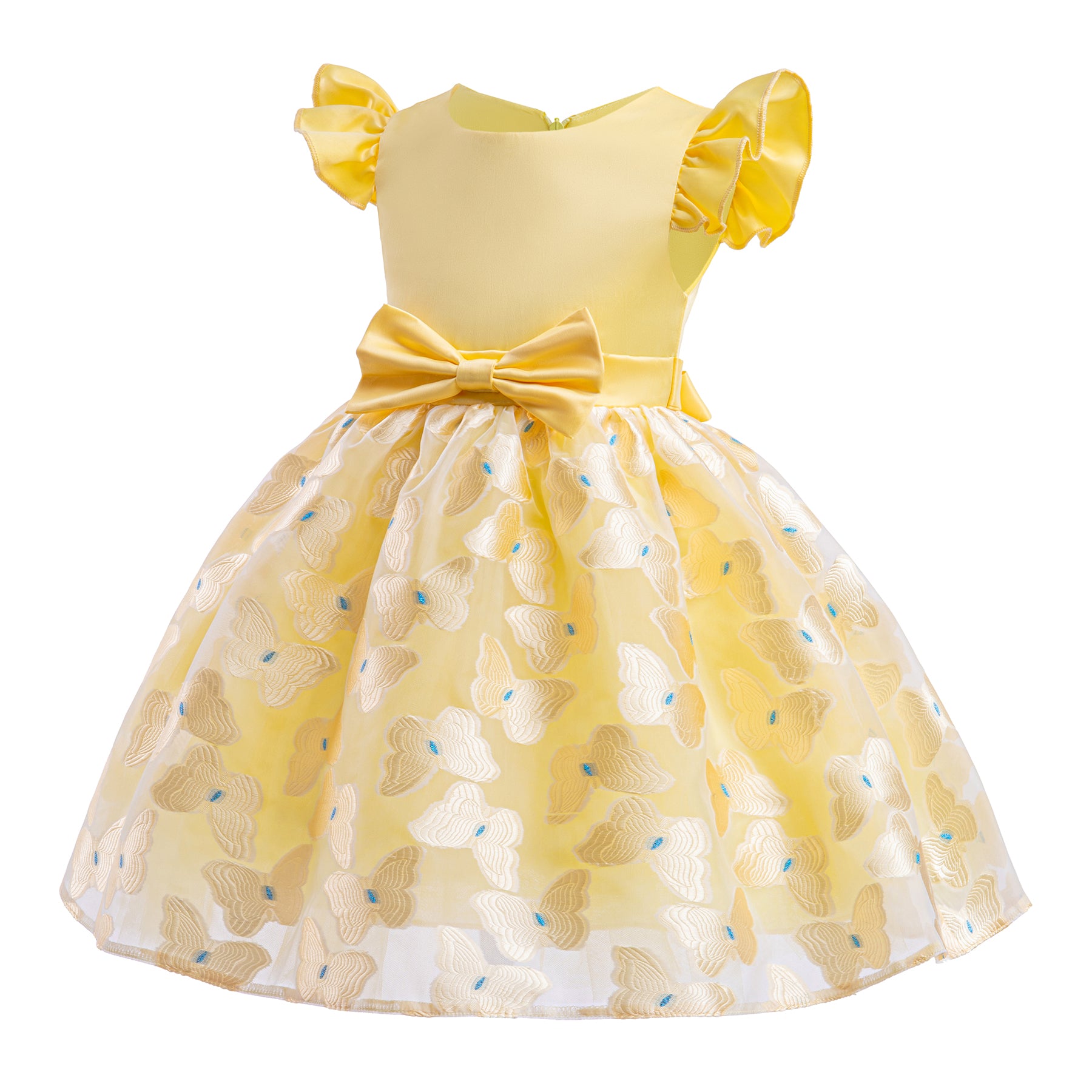 Floral Print Flutter Sleeve Fit & Flare Dress