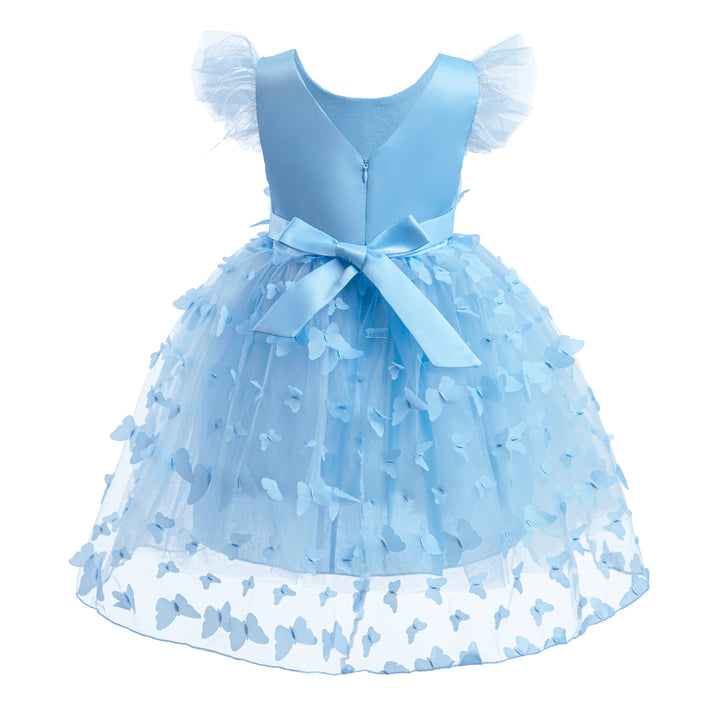Floral Flutter Sleeve Applique Fit & Flare Dress