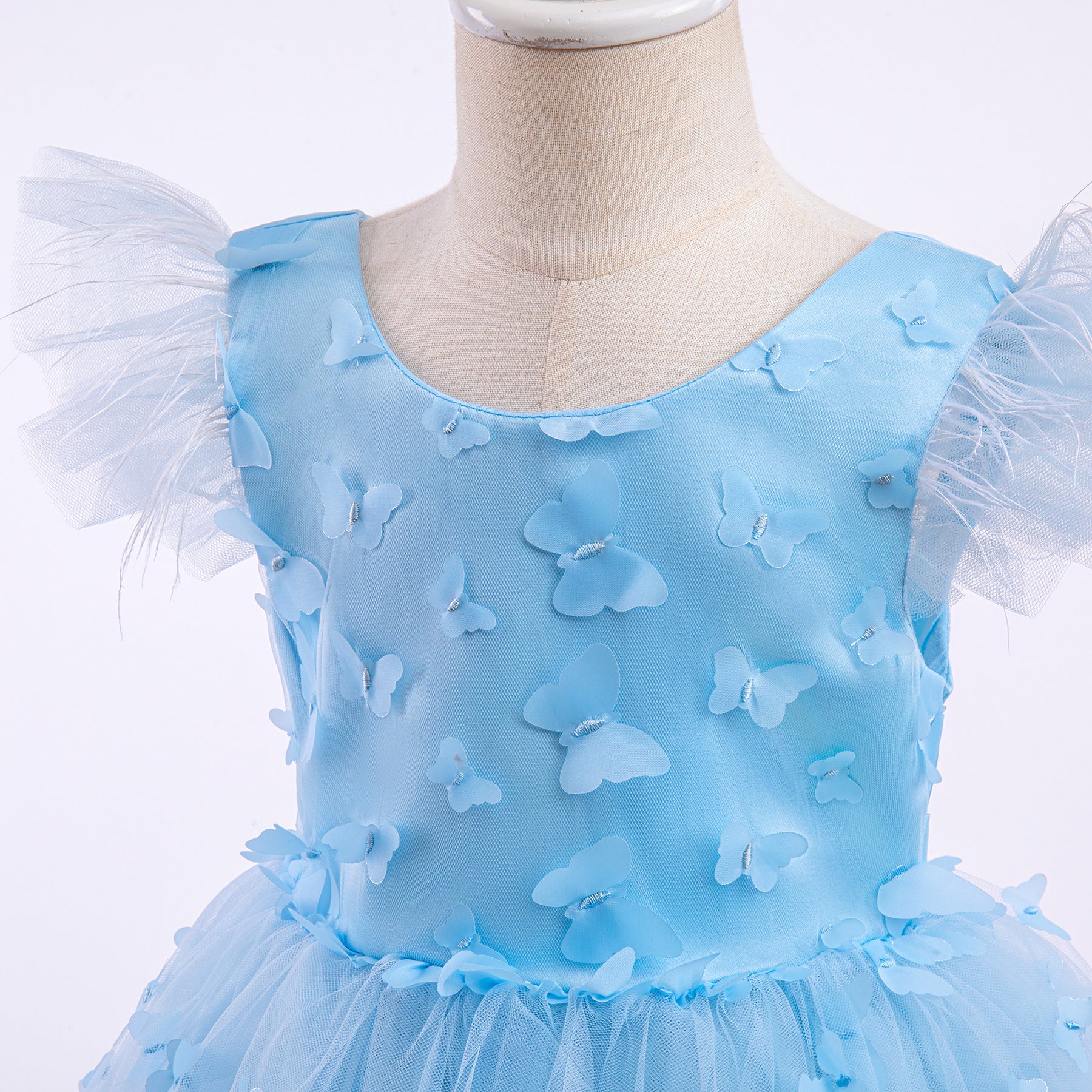 Floral Flutter Sleeve Applique Fit & Flare Dress