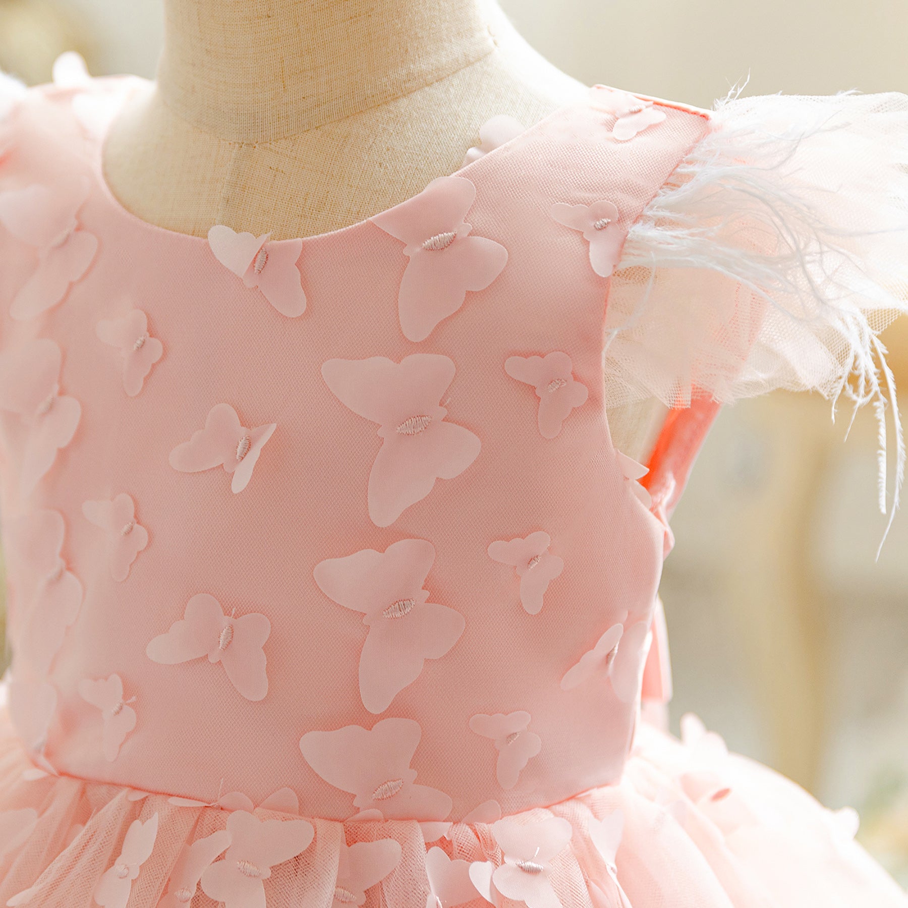 Floral Flutter Sleeve Applique Fit & Flare Dress