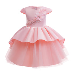 Girls Solid Applique Balloon Dress
