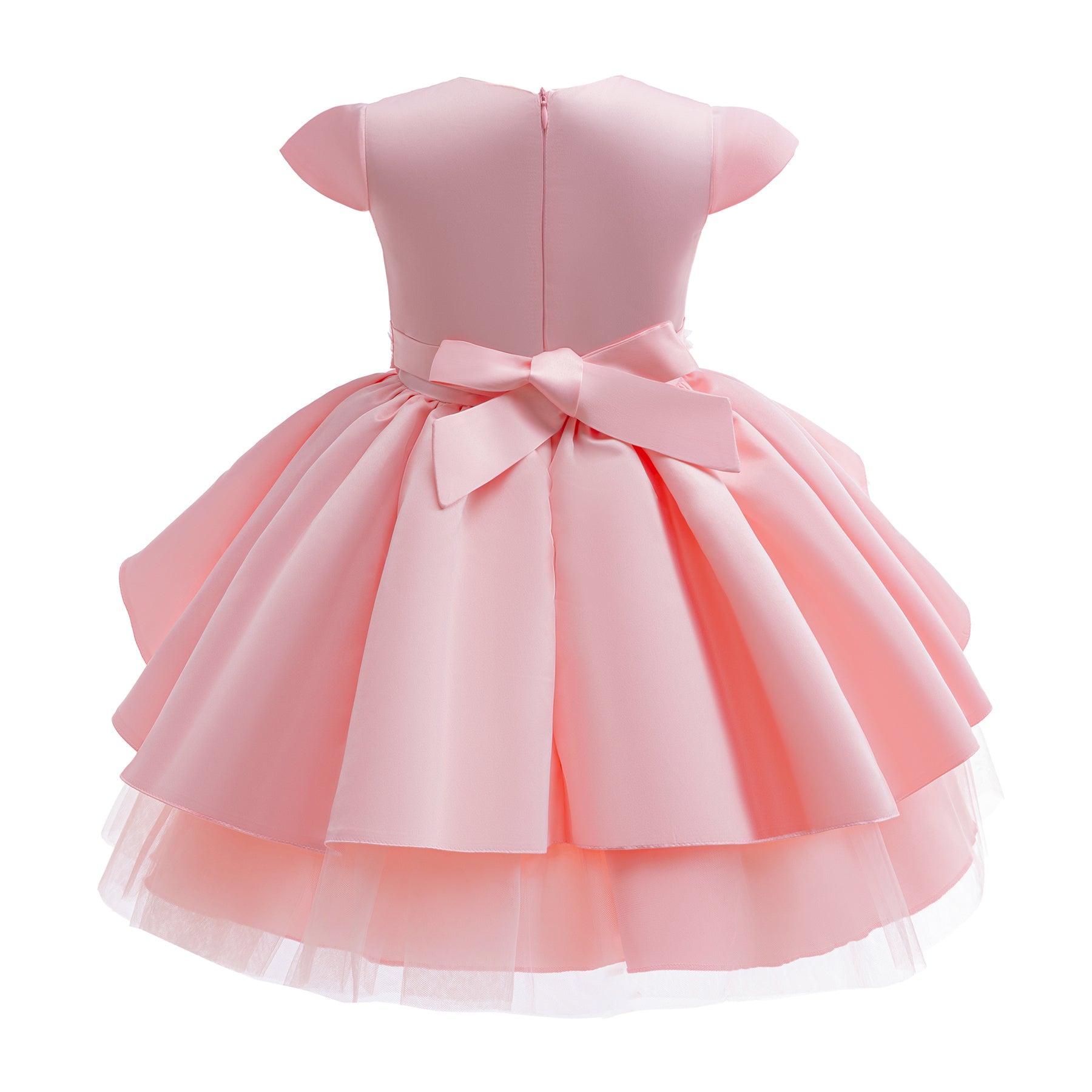 Girls Solid Applique Balloon Dress