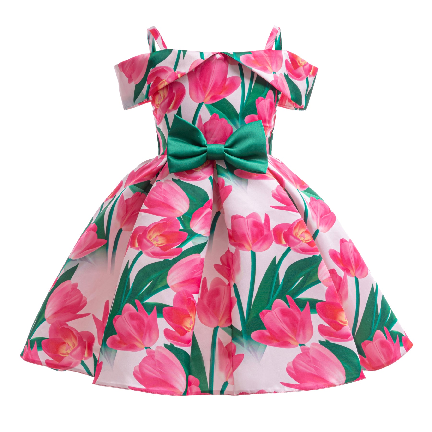 Floral Print Cold-Shoulder Fit & Flare Dress