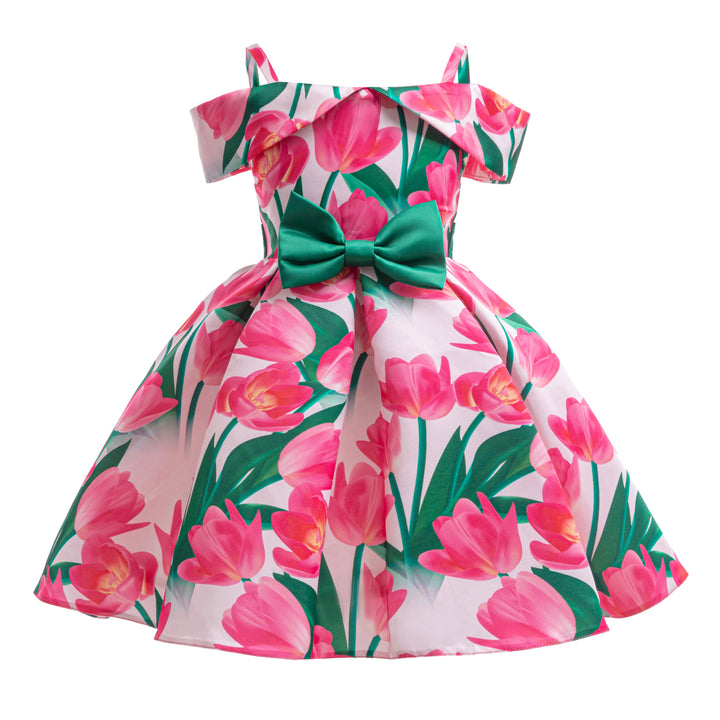 Floral Print Cold-Shoulder Fit & Flare Dress