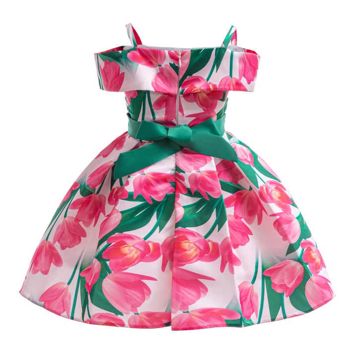 Floral Print Cold-Shoulder Fit & Flare Dress