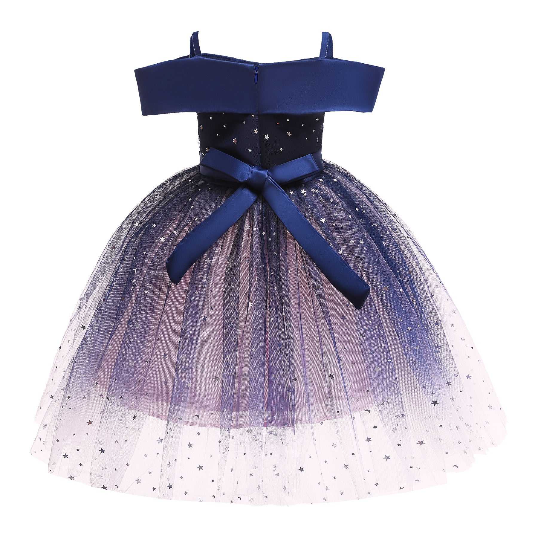 Girls Blue Embellished Balloon Party Dress