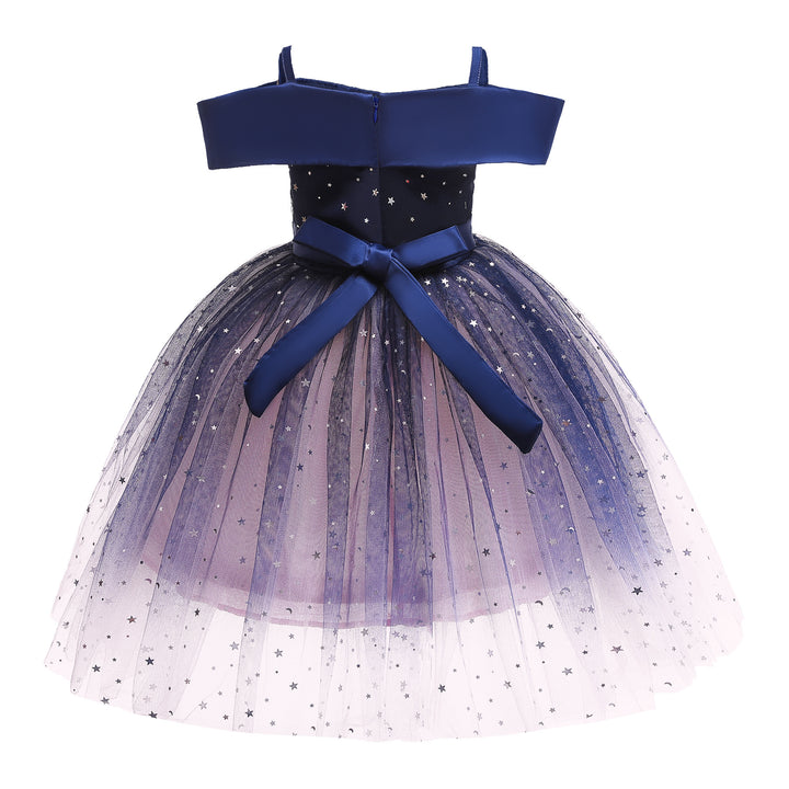 Girls Blue Embellished Balloon Party Dress