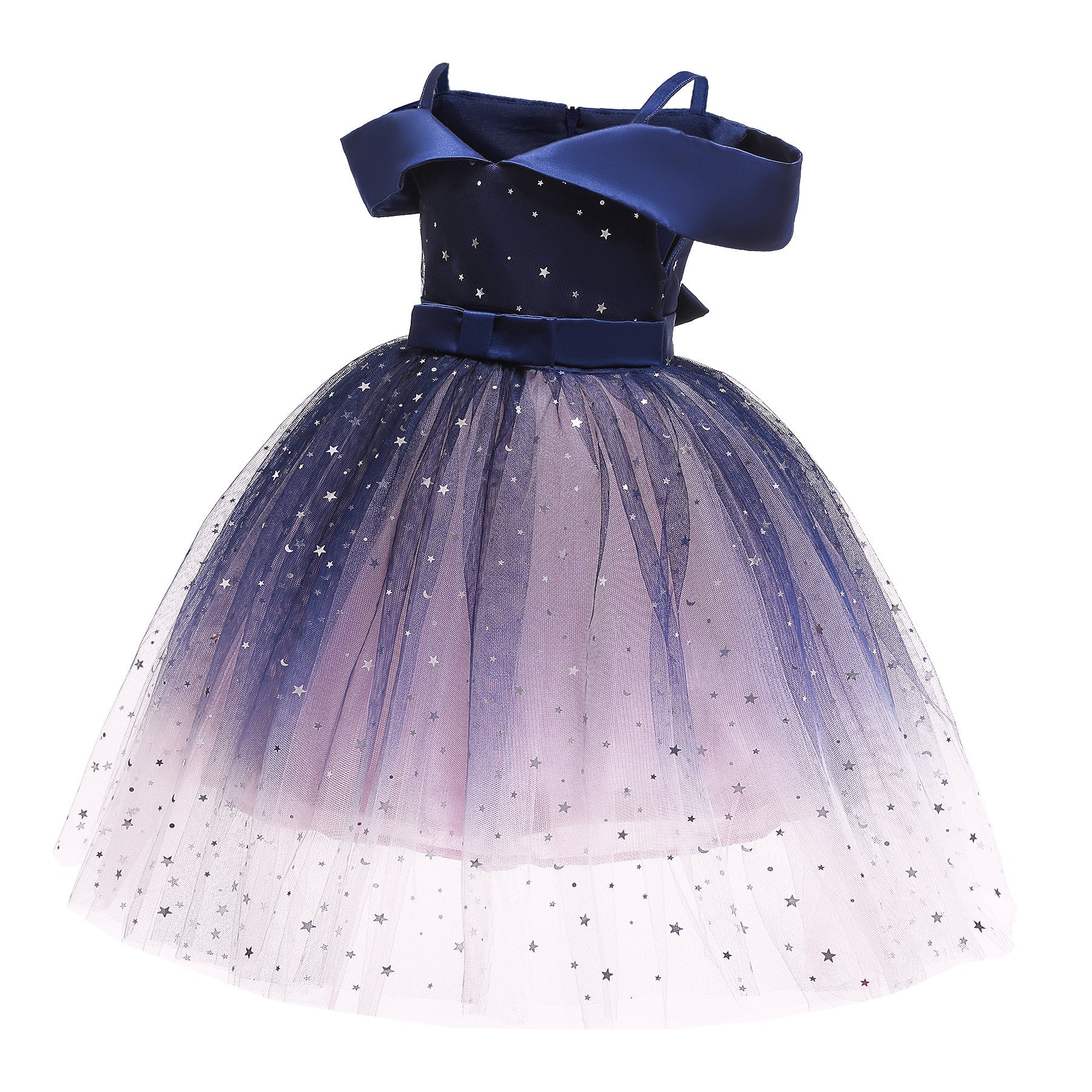 Girls Blue Embellished Balloon Party Dress