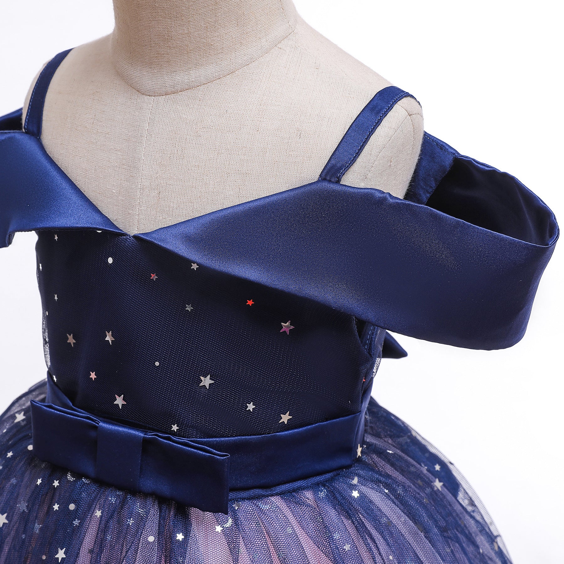 Girls Blue Embellished Balloon Party Dress