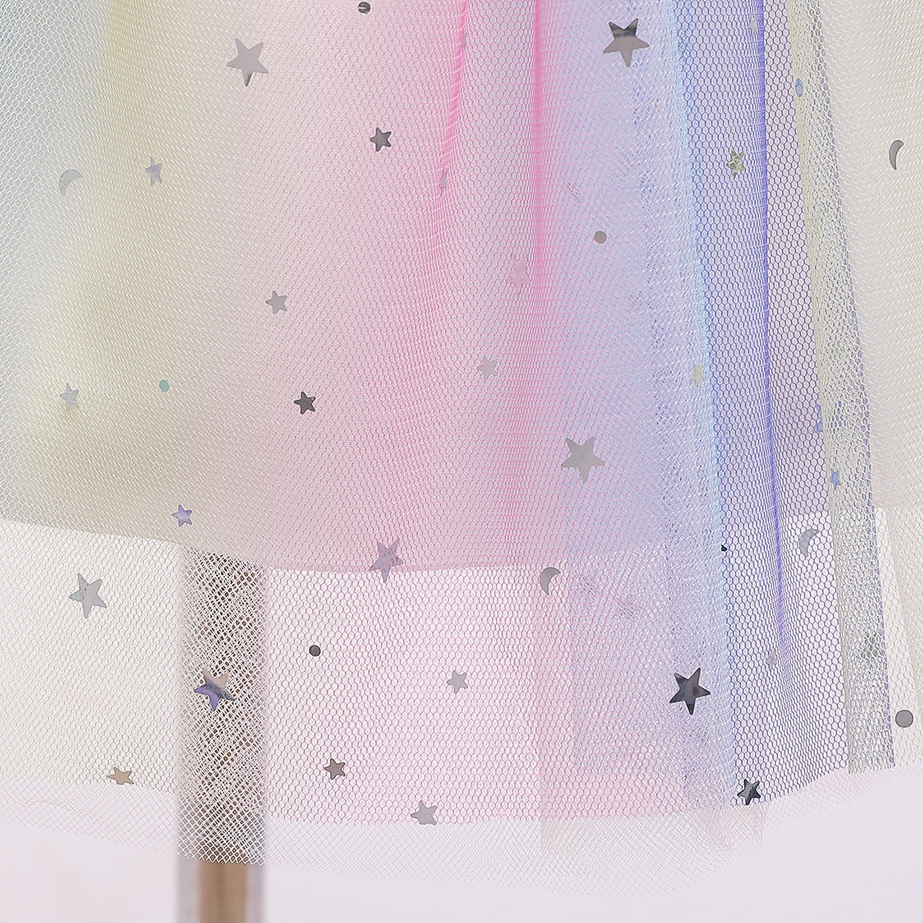 Pink & Blue Embellished Flutter Sleeve Fit & Flare Dress