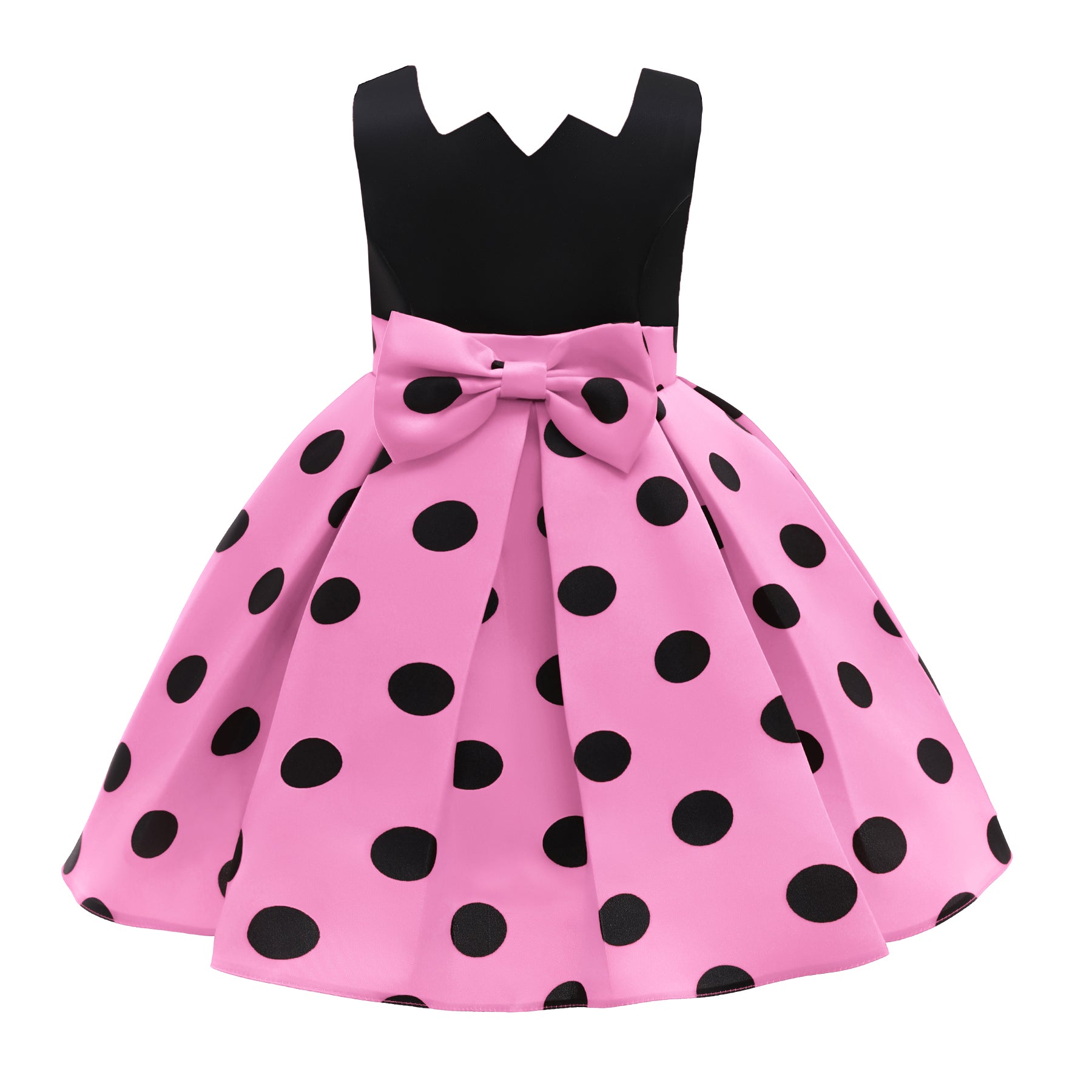 Pink Polka Dot Printed Fit & Flare Midi Dress