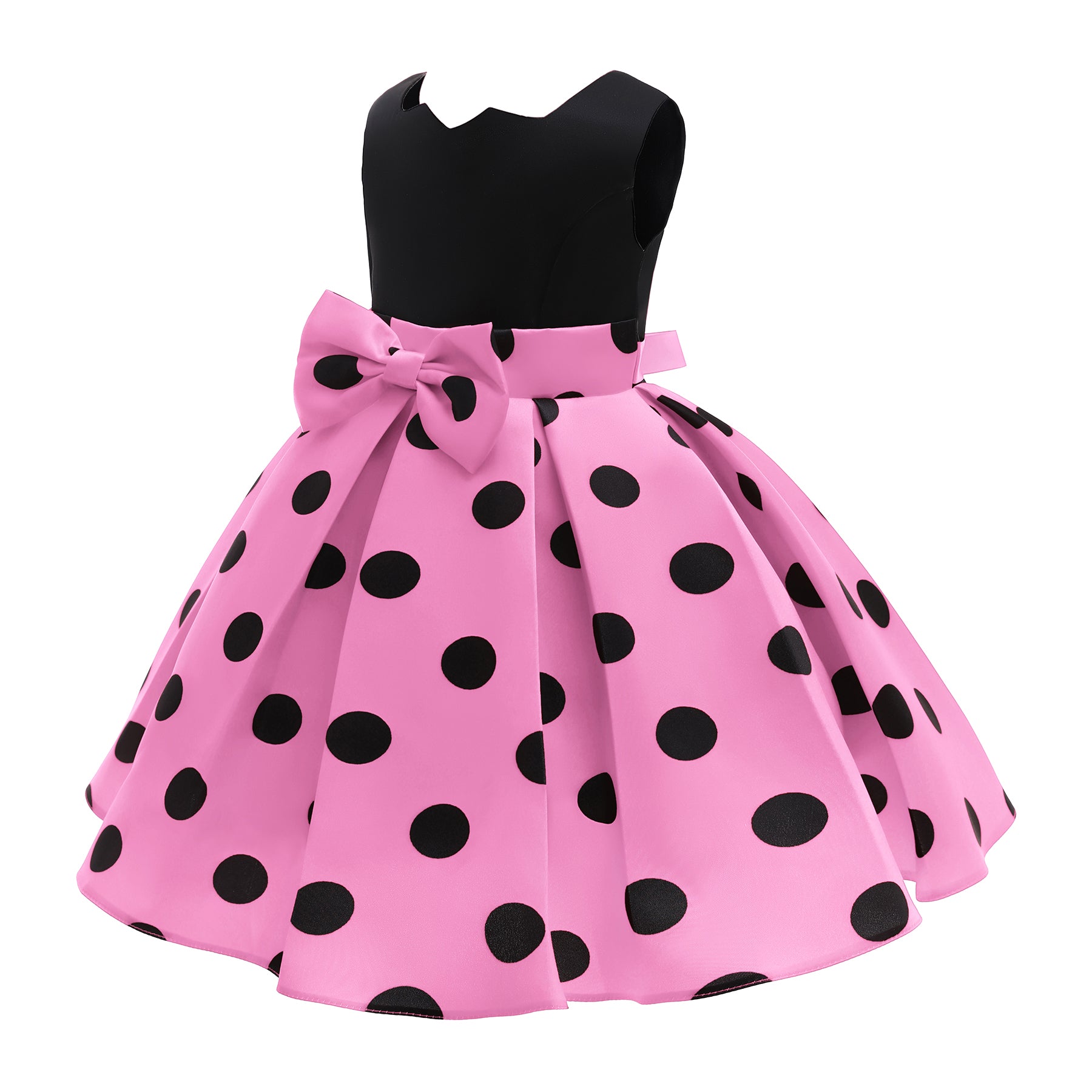 Pink Polka Dot Printed Fit & Flare Midi Dress