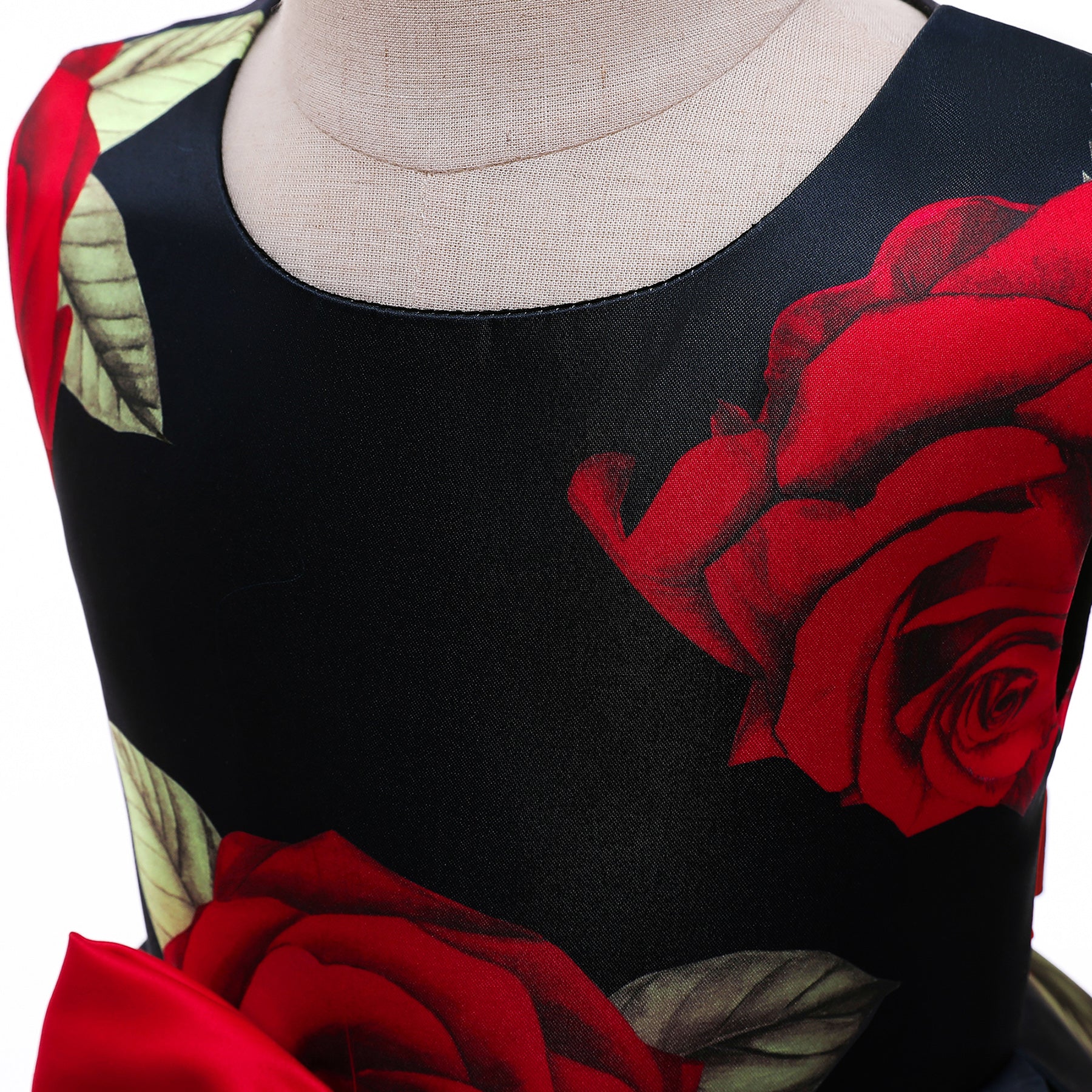 Black & Red Floral Print Fit & Flare Party Dress