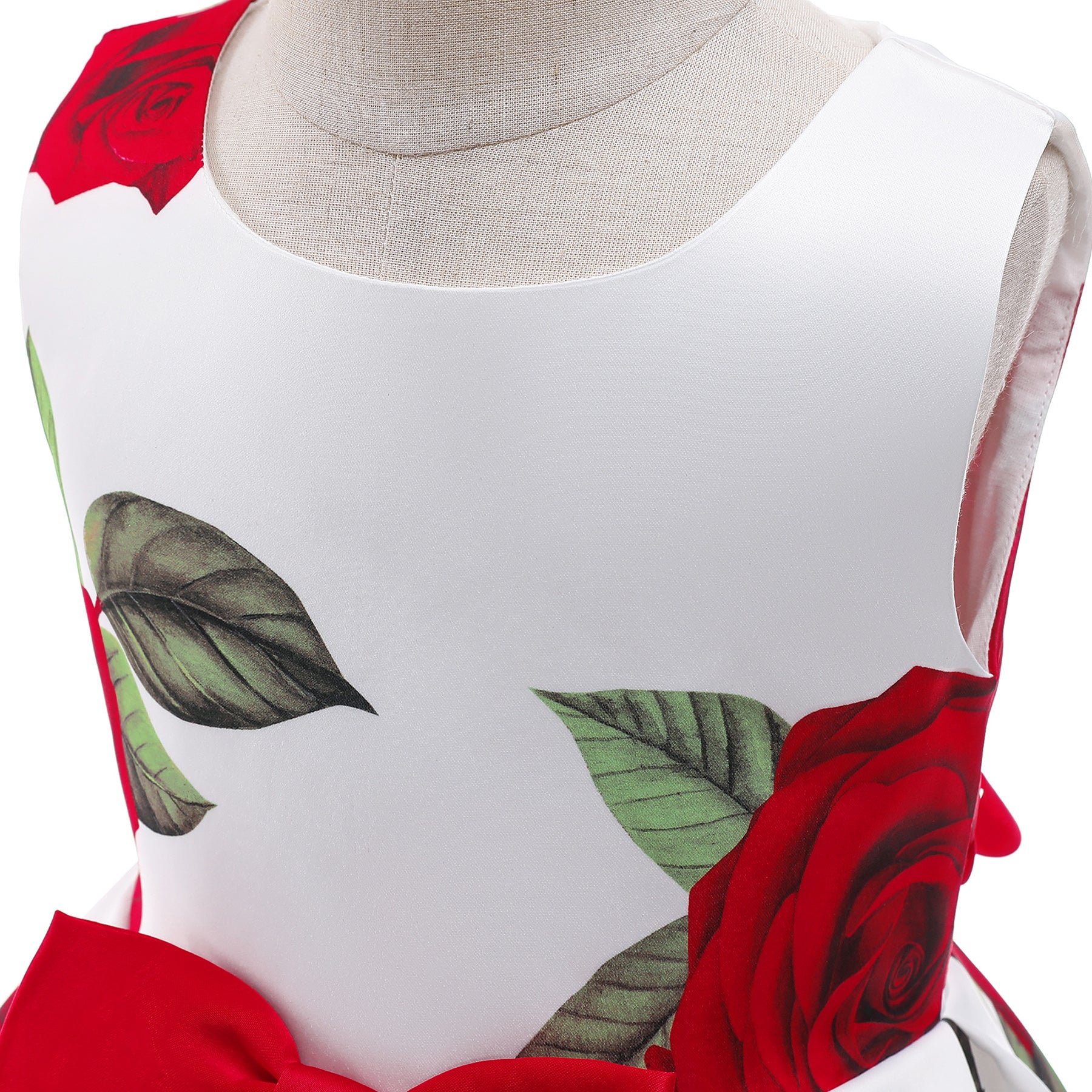 Girls Floral Printed Round Neck Sleeveless Tie Ups Details Fit & Flare Dress