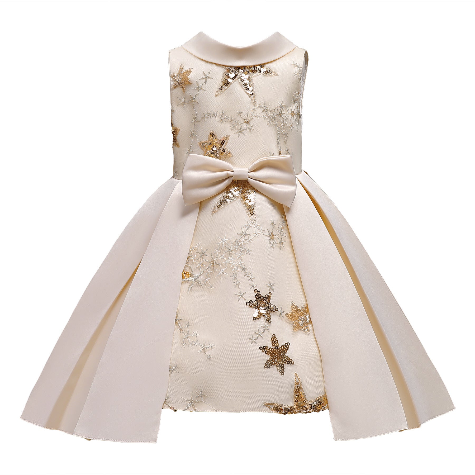 Champagne & lotus Embellished Embroidered Midi Dress