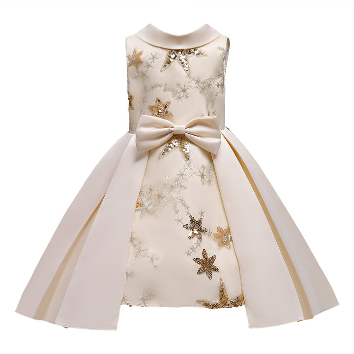 Champagne & lotus Embellished Embroidered Midi Dress