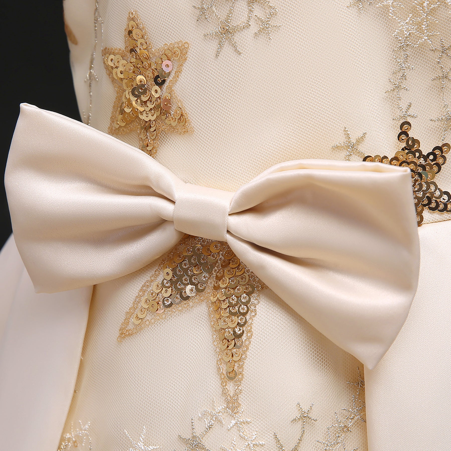 Champagne & lotus Embellished Embroidered Midi Dress