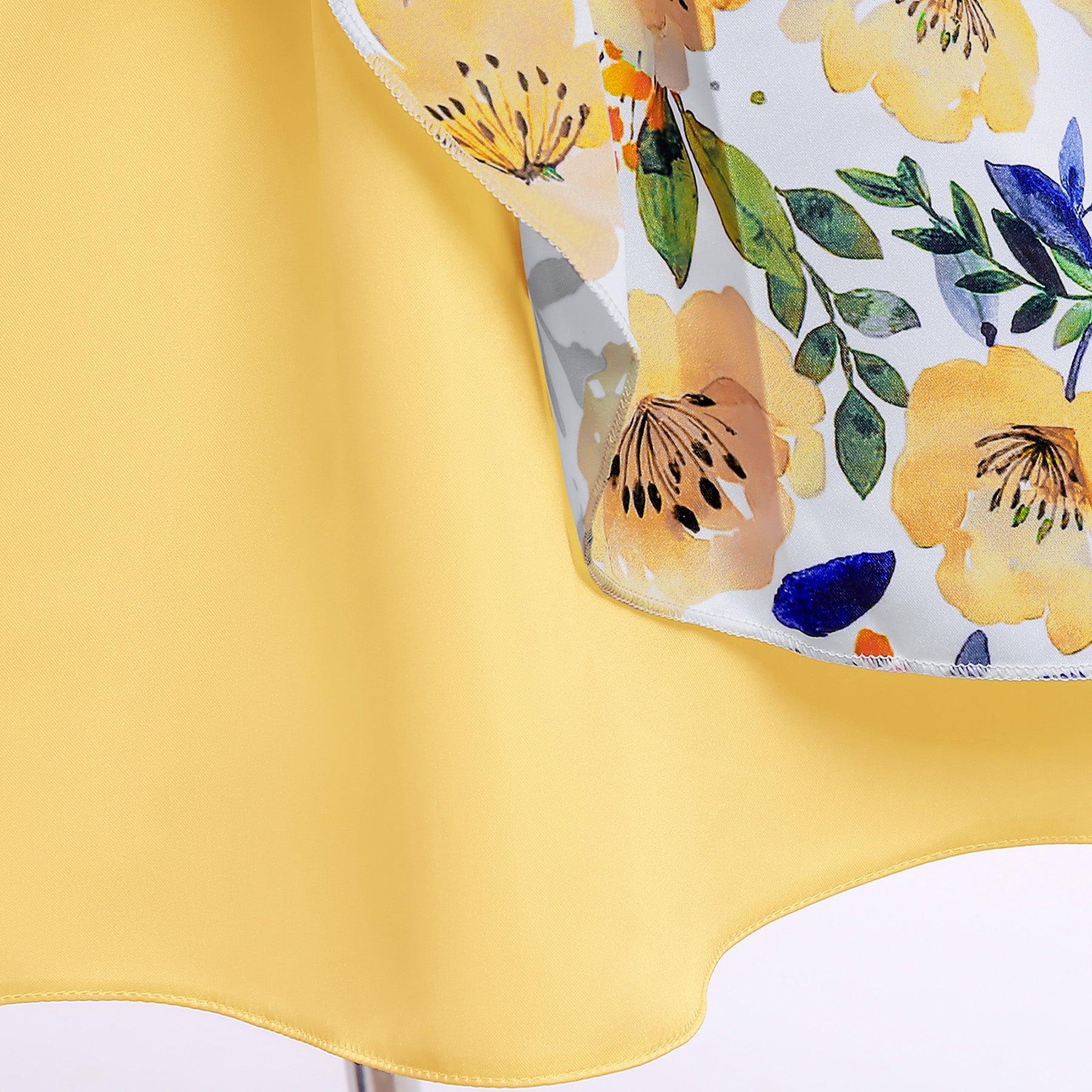 Yellow & Blue Floral Print Fit & Flare Maxi Dress