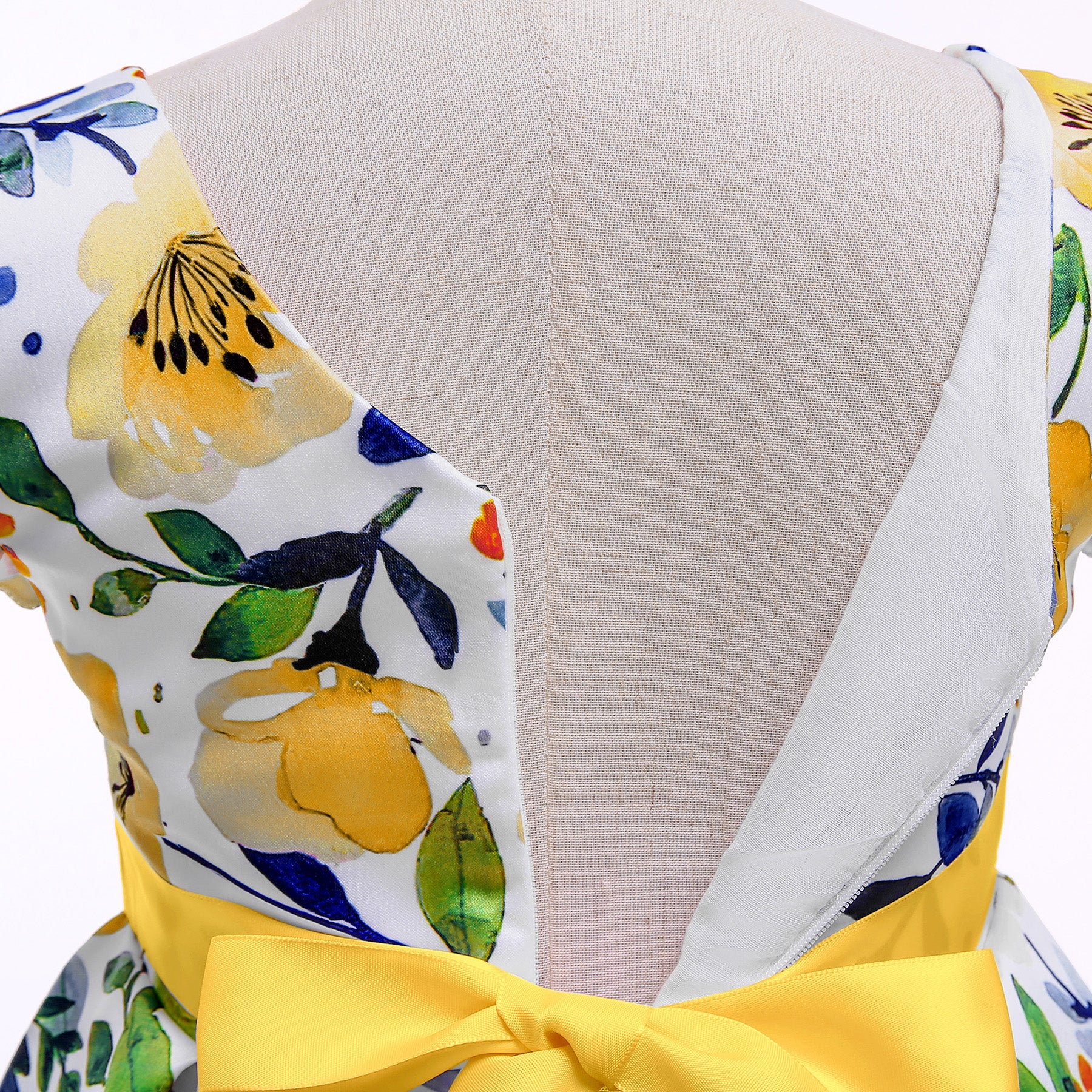 Yellow & Blue Floral Print Fit & Flare Maxi Dress